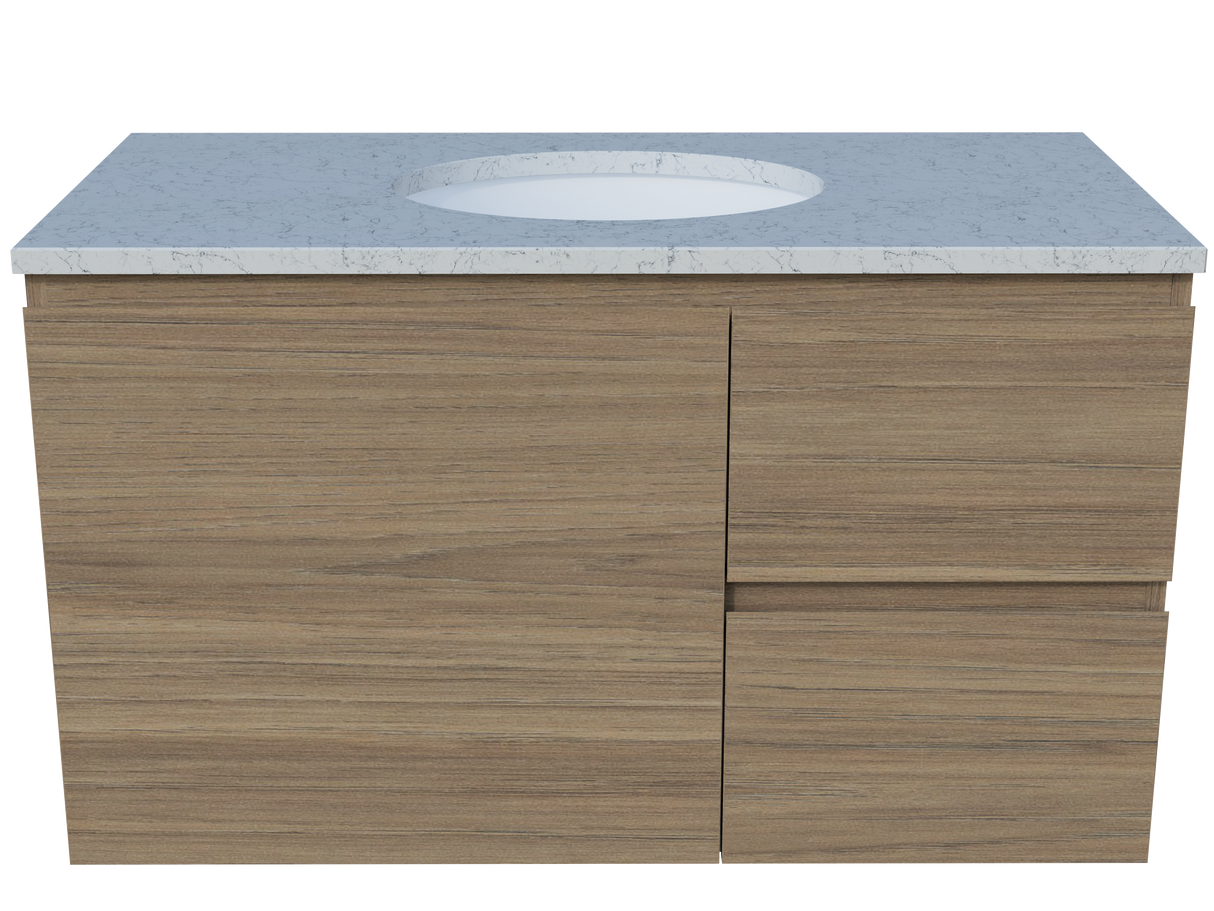 Nevada Vanity 900mm Centre White Gloss Under Counter Basin SilkSurface Top Wall hung (NEV-V-900-C-SSU-W)