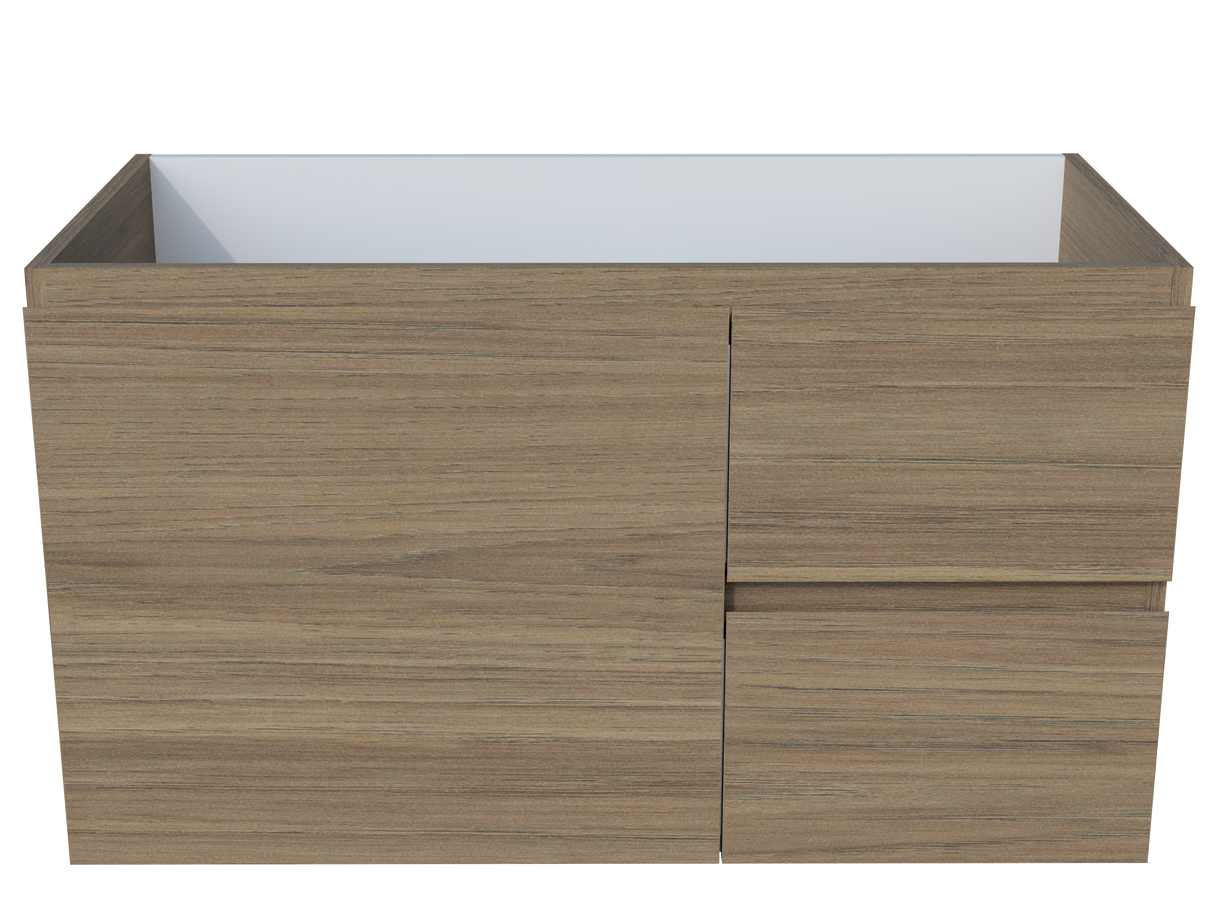 Nevada Vanity 900mm Left White Gloss Under Counter Basin SilkSurface Top Wall hung