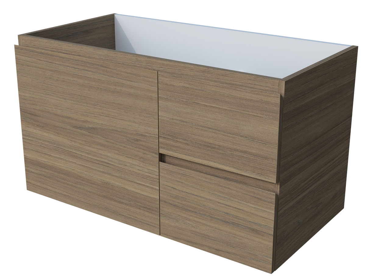 Nevada Vanity 900mm Left White Gloss Under Counter Basin SilkSurface Top Wall hung