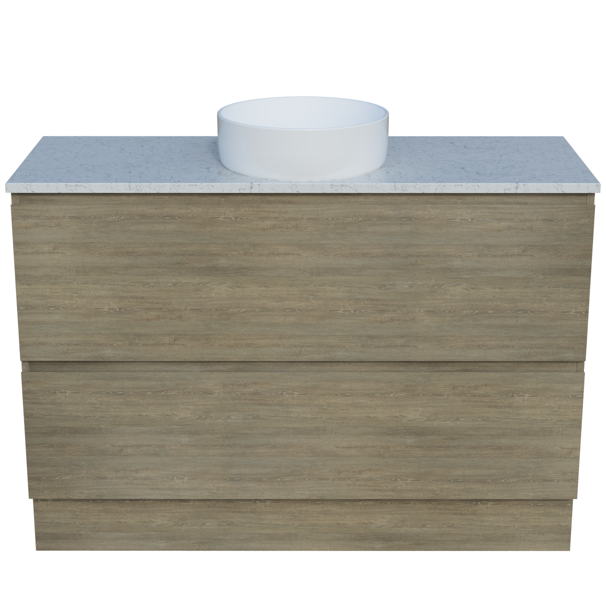 Nevada Plus Vanity 1200mm Centre White Gloss Above Counter Basin SilkSurface Top Floor standing (NEVP-V-1200-C-SSA-F)