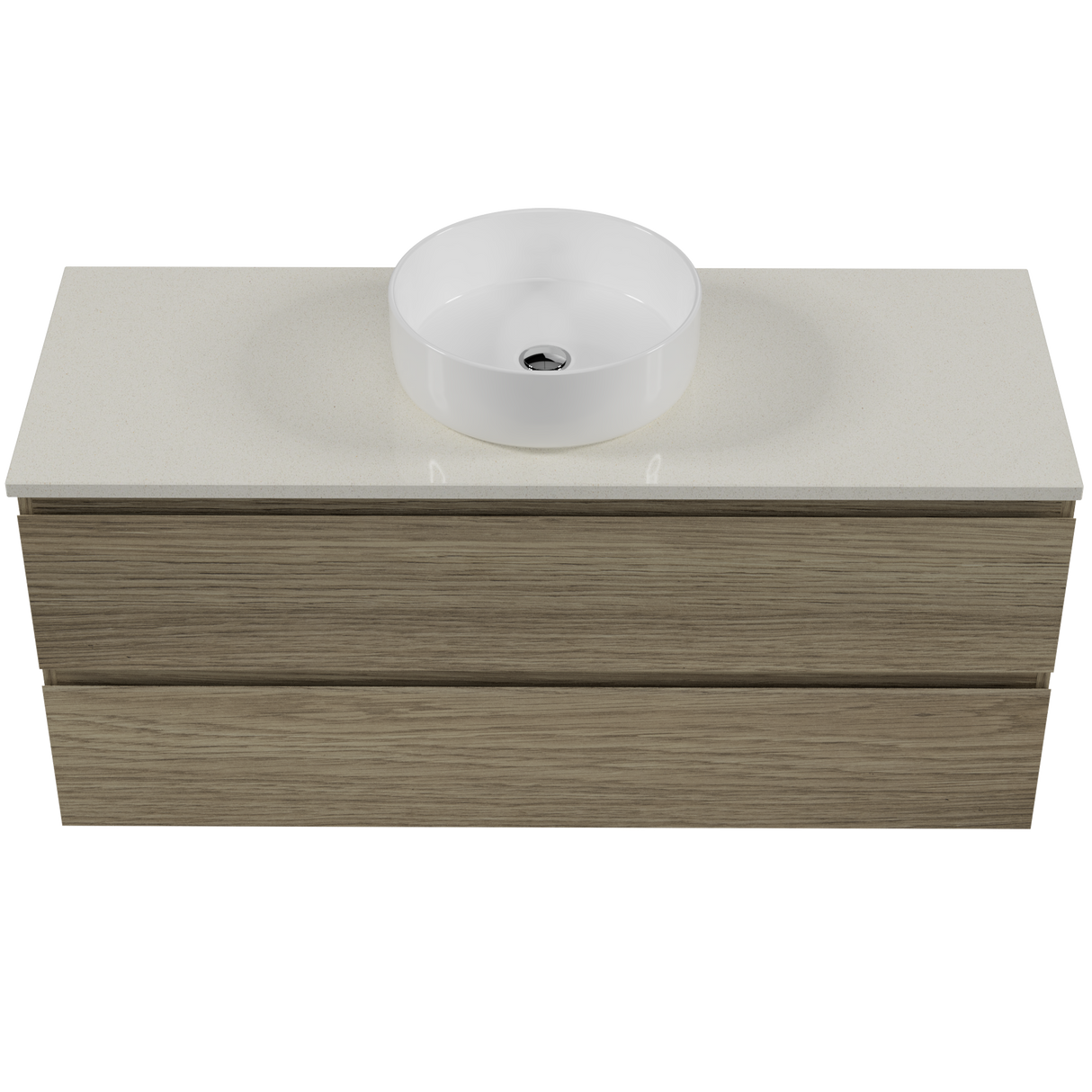 Nevada Plus Vanity 1200mm Centre White Gloss Above Counter Basin SilkSurface Top Wall hung (NEVP-V-1200-C-SSA-W)