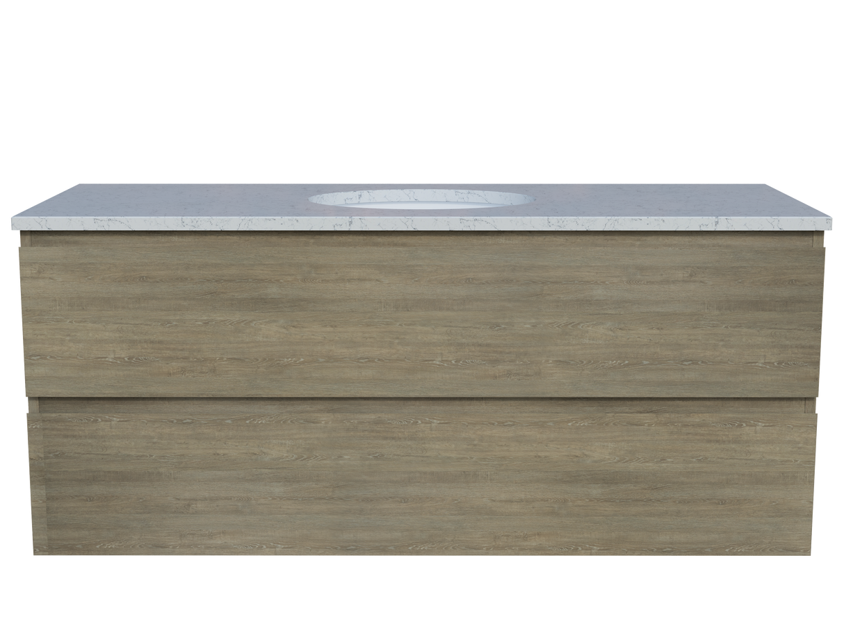 Nevada Plus Vanity 1200mm Centre White Gloss Under Counter Basin SilkSurface Top Wall hung (NEVP-V-1200-C-SSU-W)
