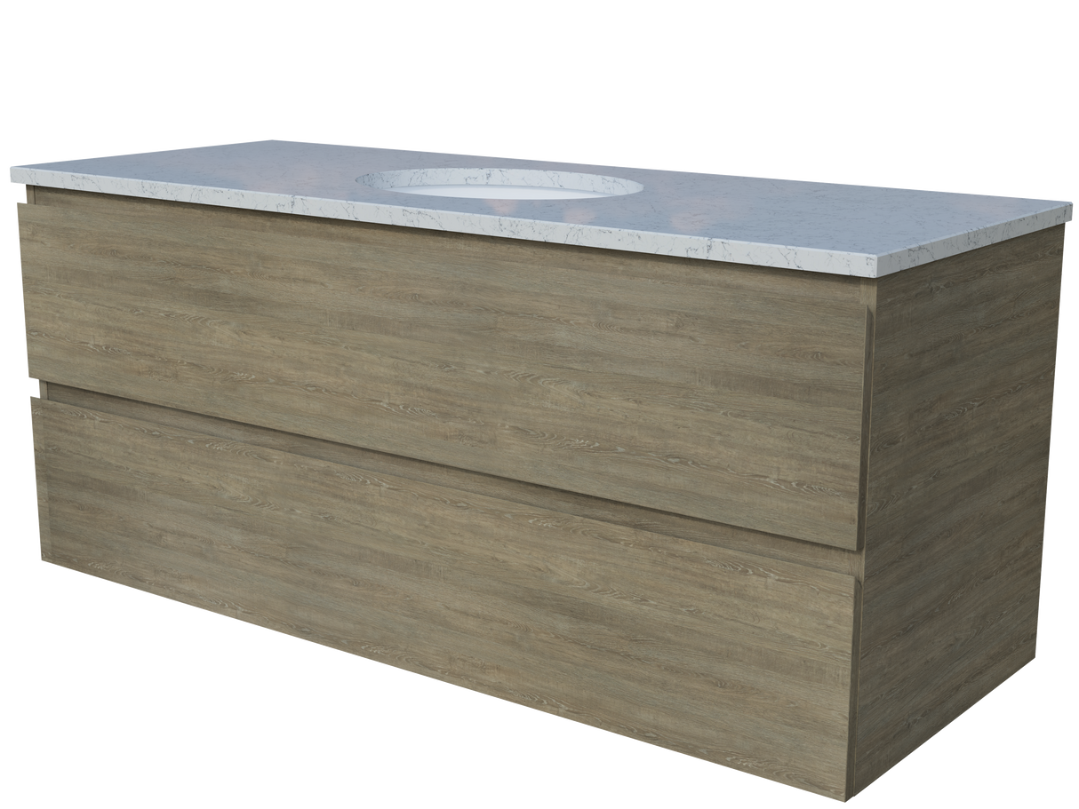 Nevada Plus Vanity 1200mm Centre White Gloss Under Counter Basin SilkSurface Top Wall hung (NEVP-V-1200-C-SSU-W)