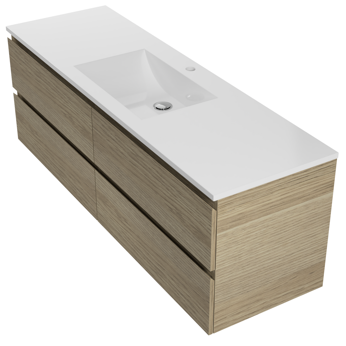 Nevada Plus Vanity 1500mm Centre Bowl Regal Top Wall hung (NEVP-V-1500-C-REG-W)
