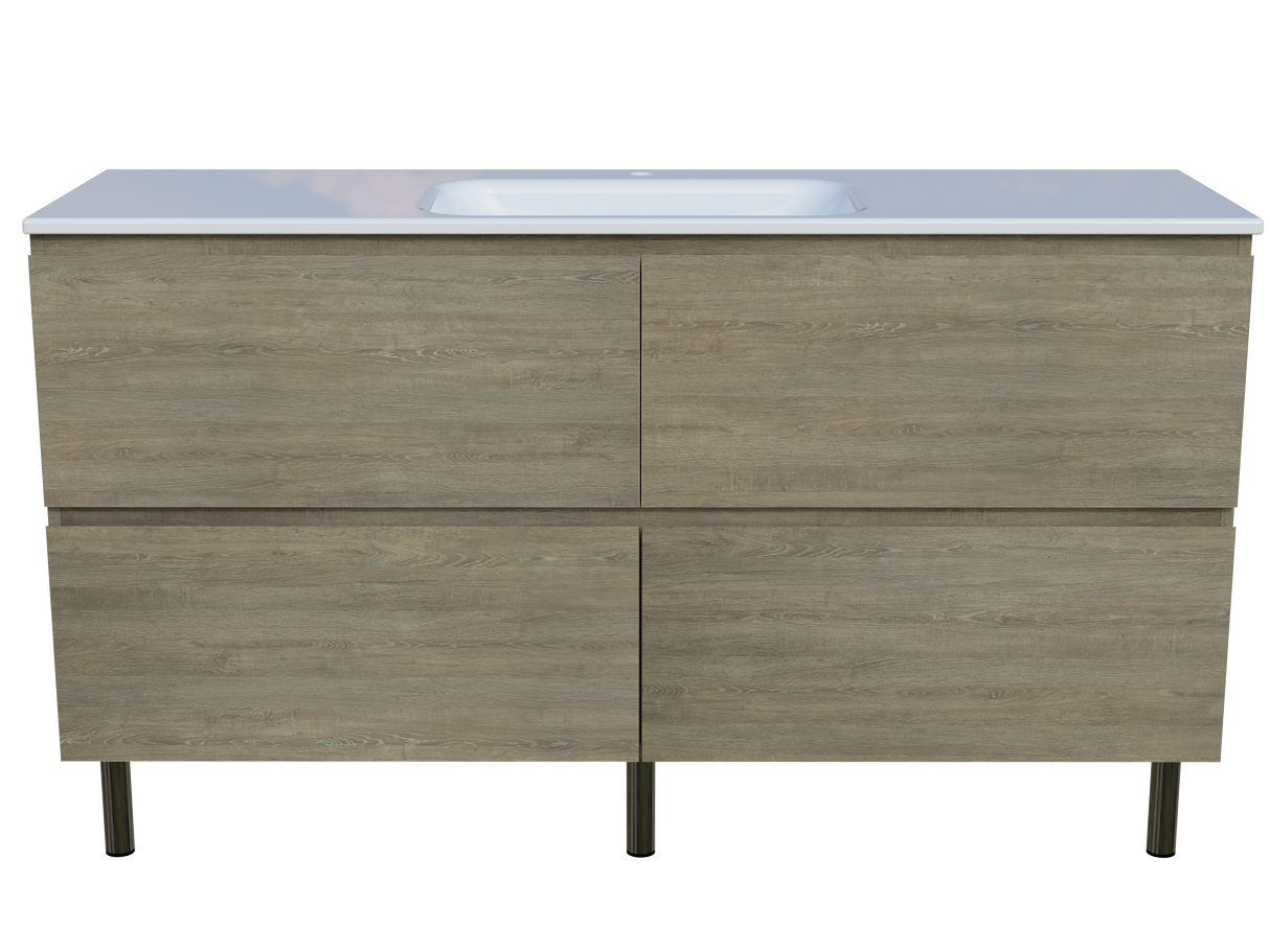 Nevada Plus Vanity 1500mm Centre Bowl Stadium Top On Legs (NEVP-V-1500-C-STD-L)