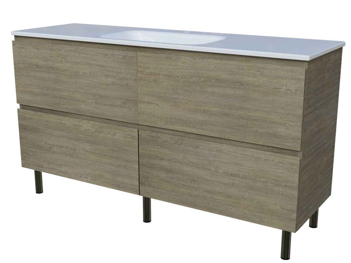 Nevada Plus Vanity 1500mm Centre Bowl Stadium Top On Legs (NEVP-V-1500-C-STD-L)
