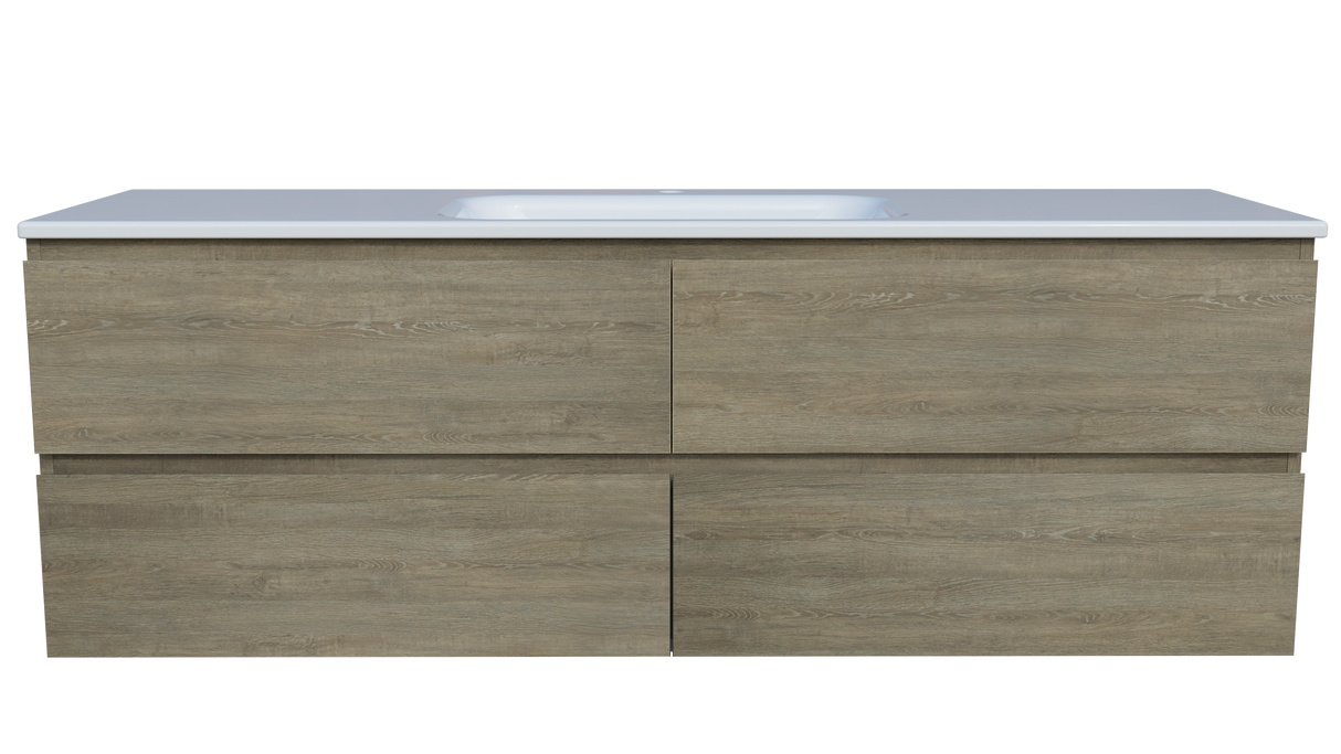 Nevada Plus Vanity 1500mm Centre Bowl Stadium Top Wall hung (NEVP-V-1500-C-STD-W)