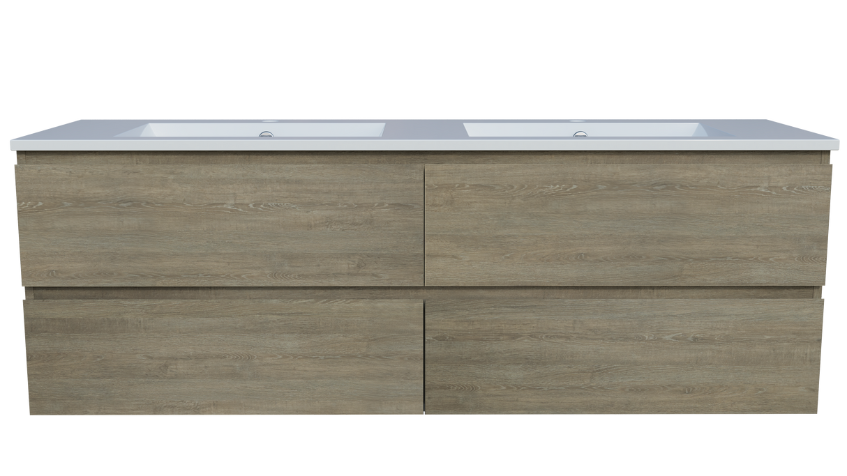 Nevada Plus Vanity 1500mm Double Bowl Alpha Top Wall hung (NEVP-V-1500-D-APH-W)
