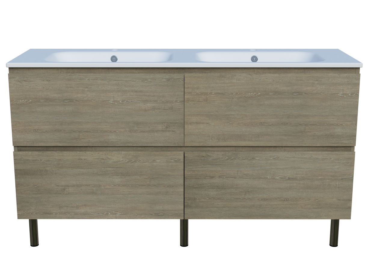 Nevada Plus Vanity 1500mm Double Bowl Haven Top On Legs (NEVP-V-1500-D-HVN-L)