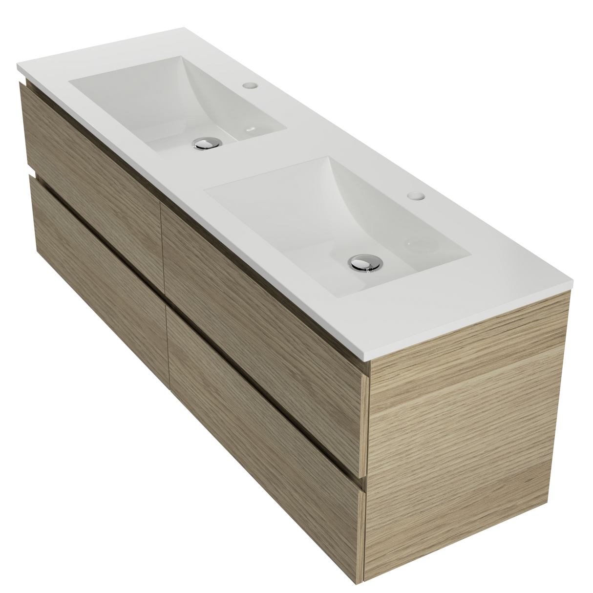 Nevada Plus Vanity 1500mm Double Bowl Regal Top Wall hung (NEVP-V-1500-D-REG-W)