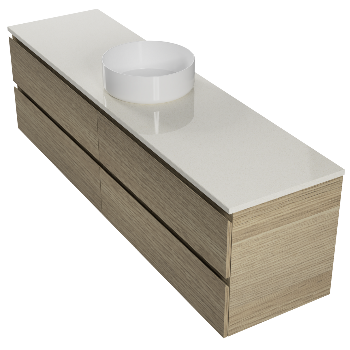 Nevada Plus Vanity 1800mm Centre White Gloss Above Counter Basin SilkSurface Top Wall hung (NEVP-V-1800-C-SSA-W)