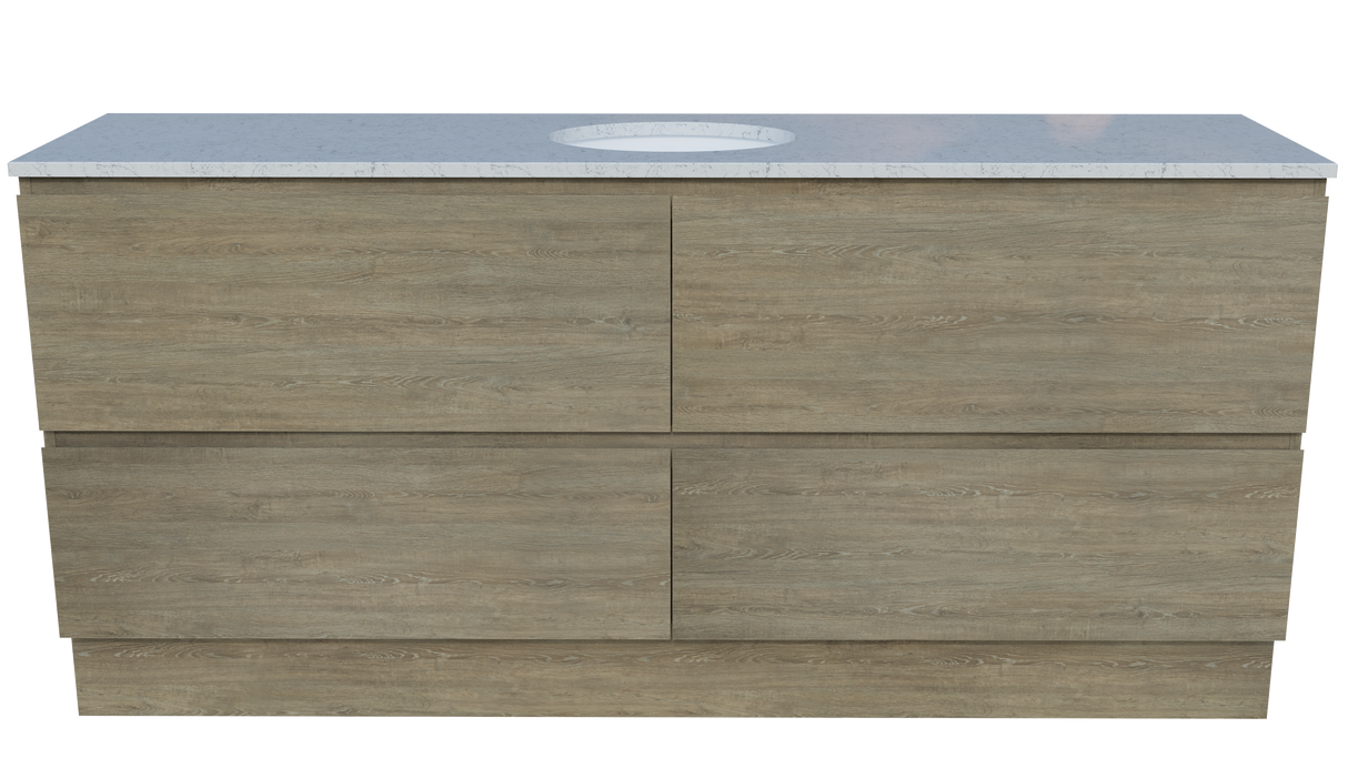 Nevada Plus Vanity 1800mm Centre White Gloss Under Counter Basin SilkSurface Top Floor standing (NEVP-V-1800-C-SSU-F)