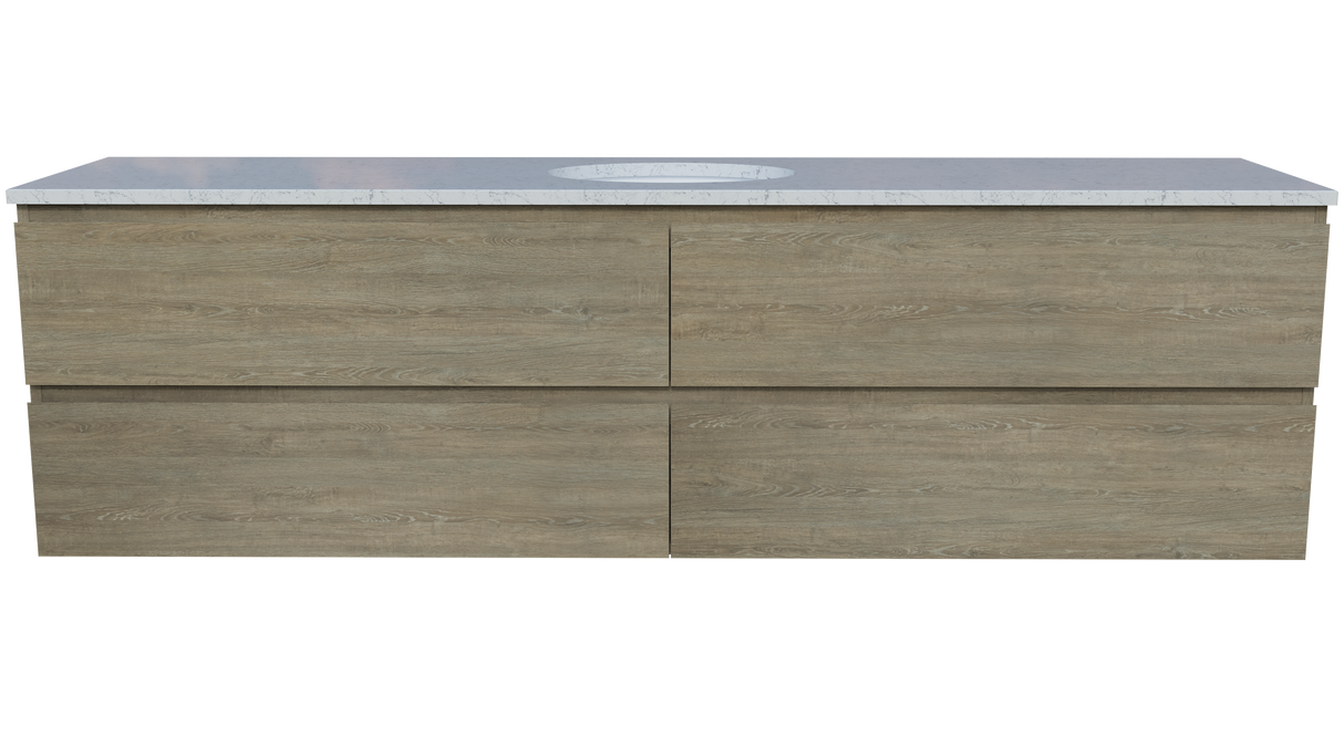 Nevada Plus Vanity 1800mm Centre White Gloss Under Counter Basin SilkSurface Top Wall hung (NEVP-V-1800-C-SSU-W)