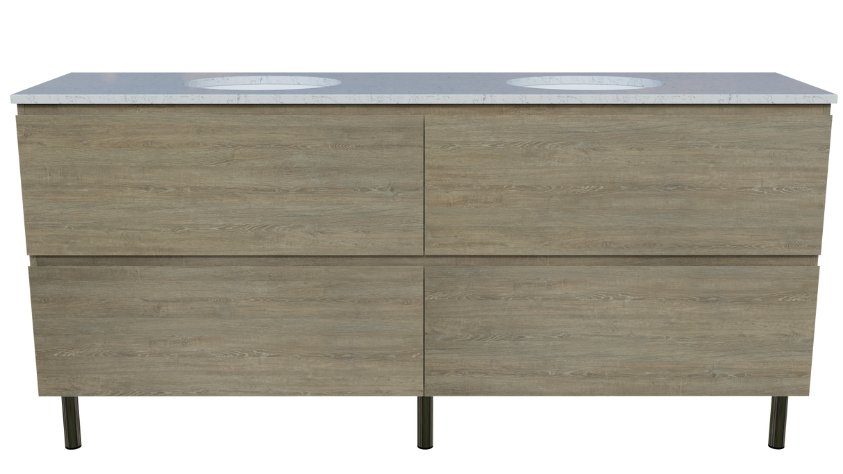 Nevada Plus Vanity 1800mm Double White Gloss Under Counter Basins SilkSurface Top On Legs (NEVP-V-1800-D-SSU-L)