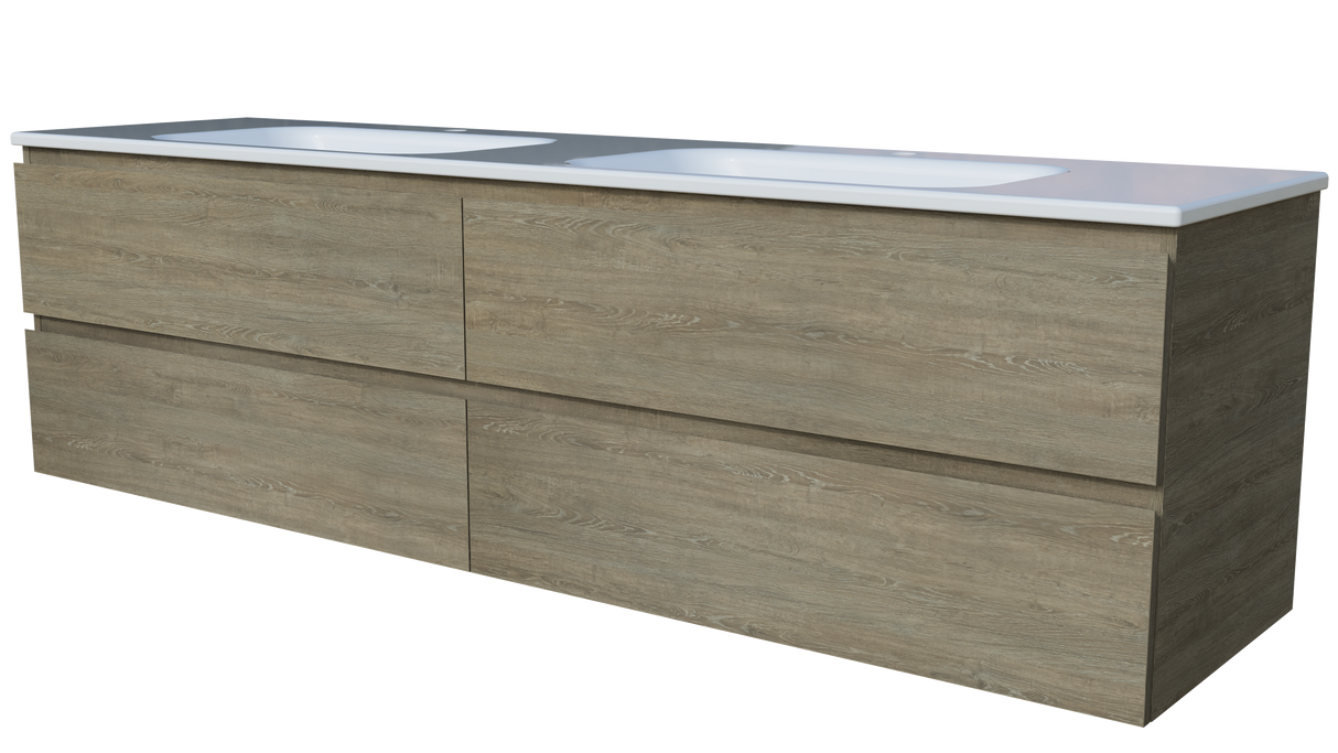 Nevada Plus Vanity 1800mm Double Bowl Stadium Top Wall hung (NEVP-V-1800-D-STD-W)