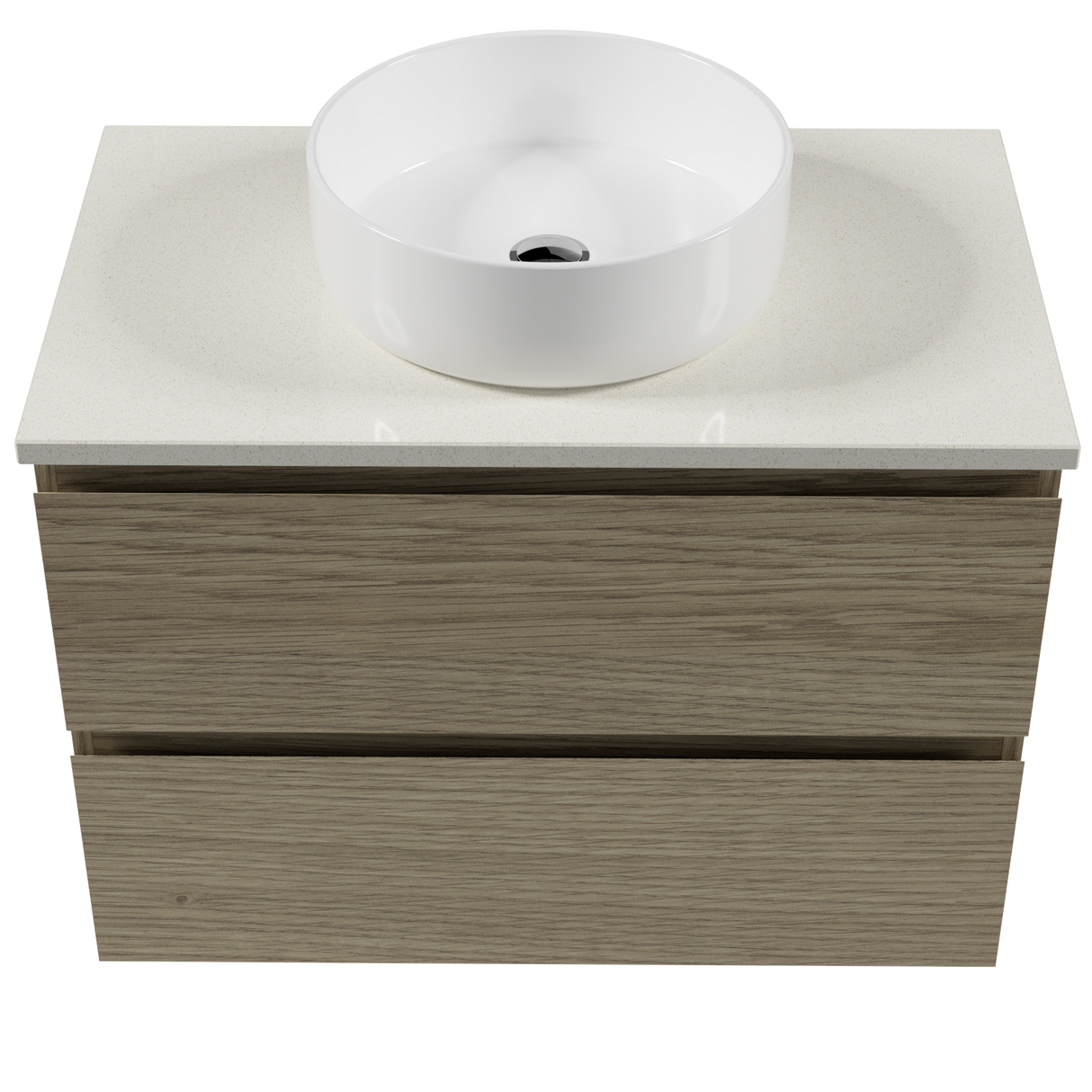 Nevada Plus Vanity 750mm Centre White Gloss Above Counter Basin SilkSurface Top Wall hung (NEVP-V-750-C-SSA-W)
