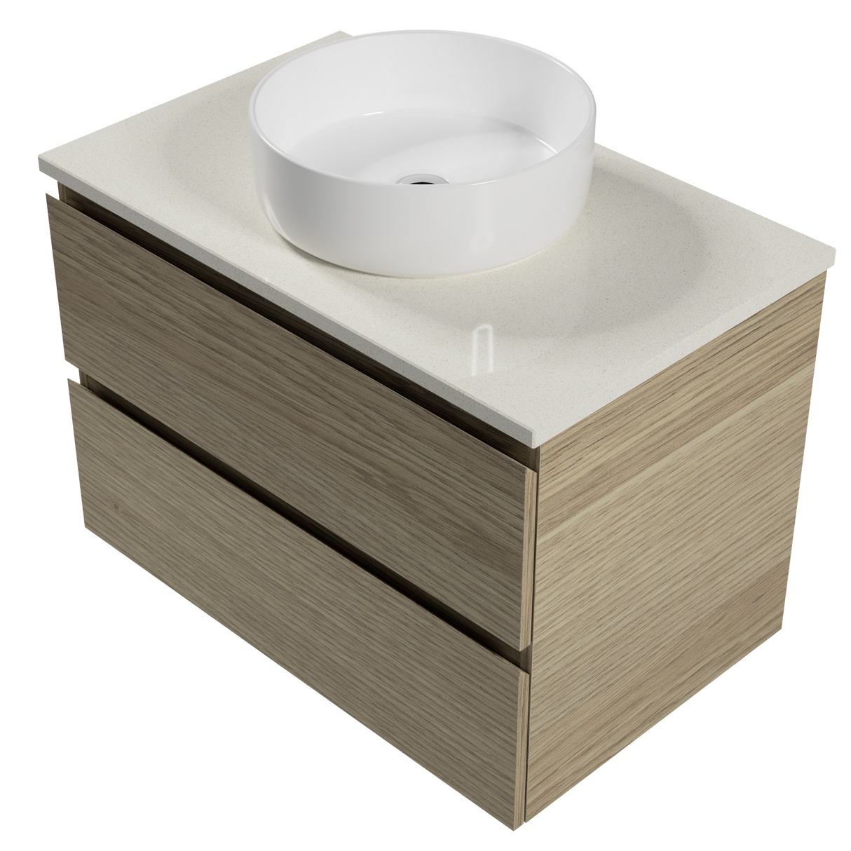 Nevada Plus Vanity 750mm Centre White Gloss Above Counter Basin SilkSurface Top Wall hung (NEVP-V-750-C-SSA-W)