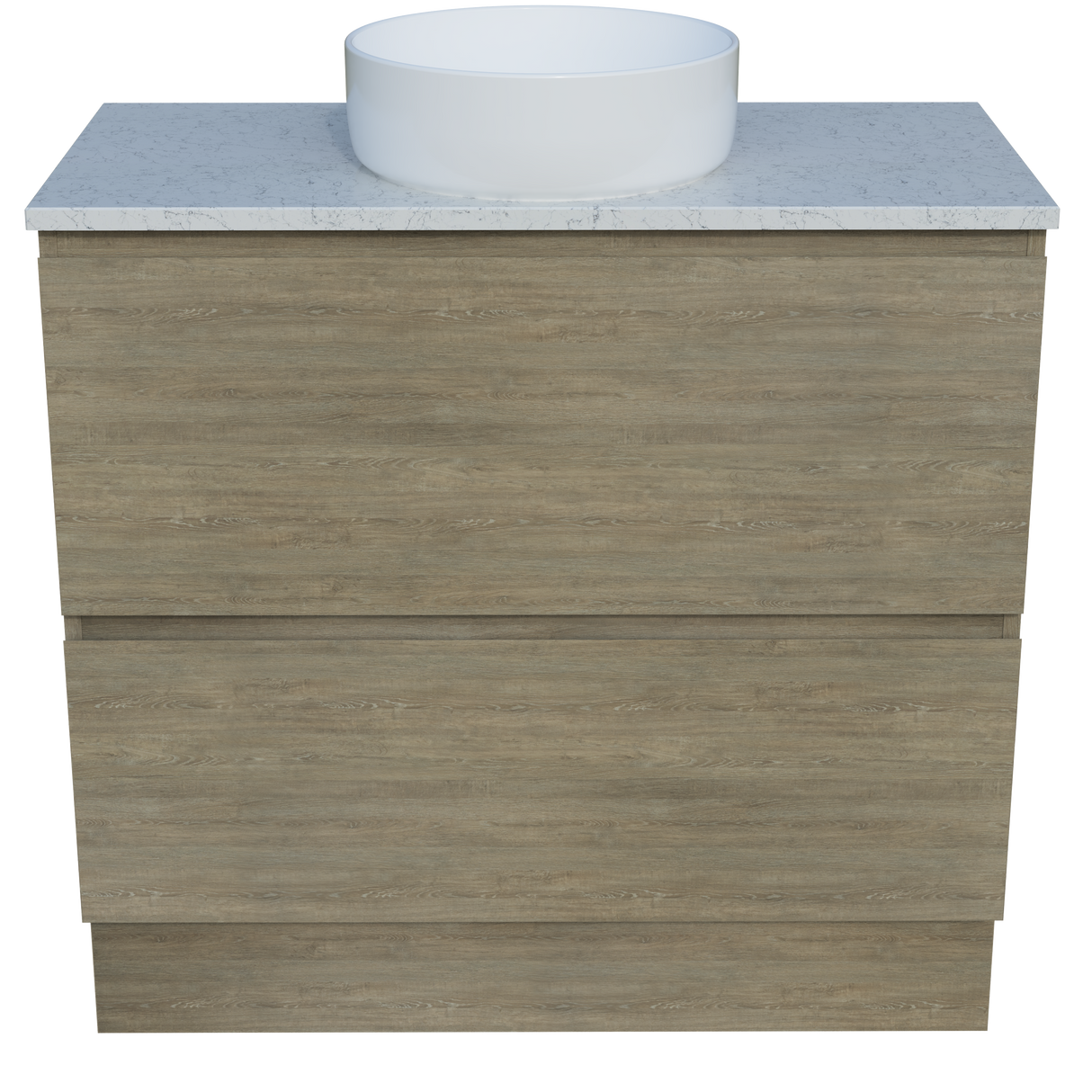 Nevada Plus Vanity 900mm Centre White Gloss Above Counter Basin SilkSurface Top Floor standing (NEVP-V-900-C-SSA-F)