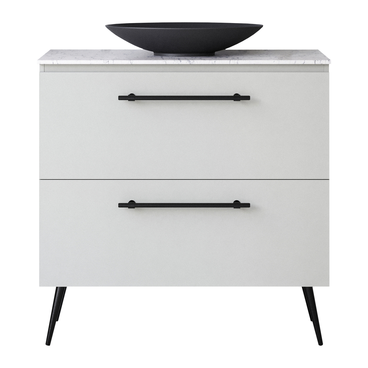 Nevada Plus Vanity 900mm Centre White Gloss Above Counter Basin SilkSurface Top On Legs (NEVP-V-900-C-SSA-L)