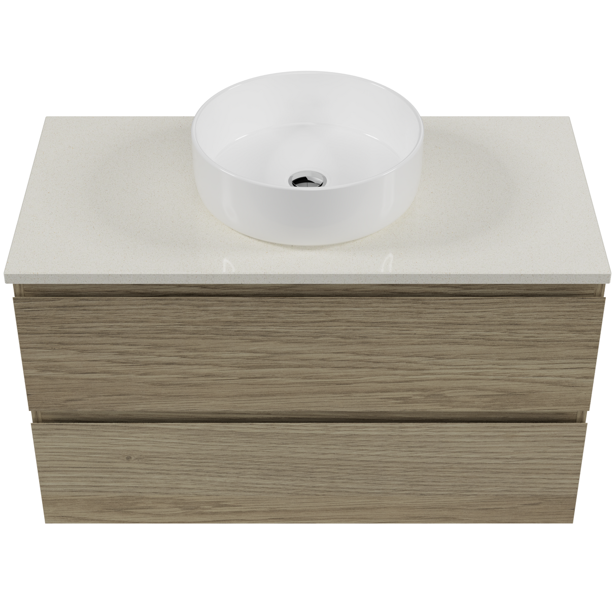 Nevada Plus Vanity 900mm Centre White Gloss Above Counter Basin SilkSurface Top Wall hung (NEVP-V-900-C-SSA-W)