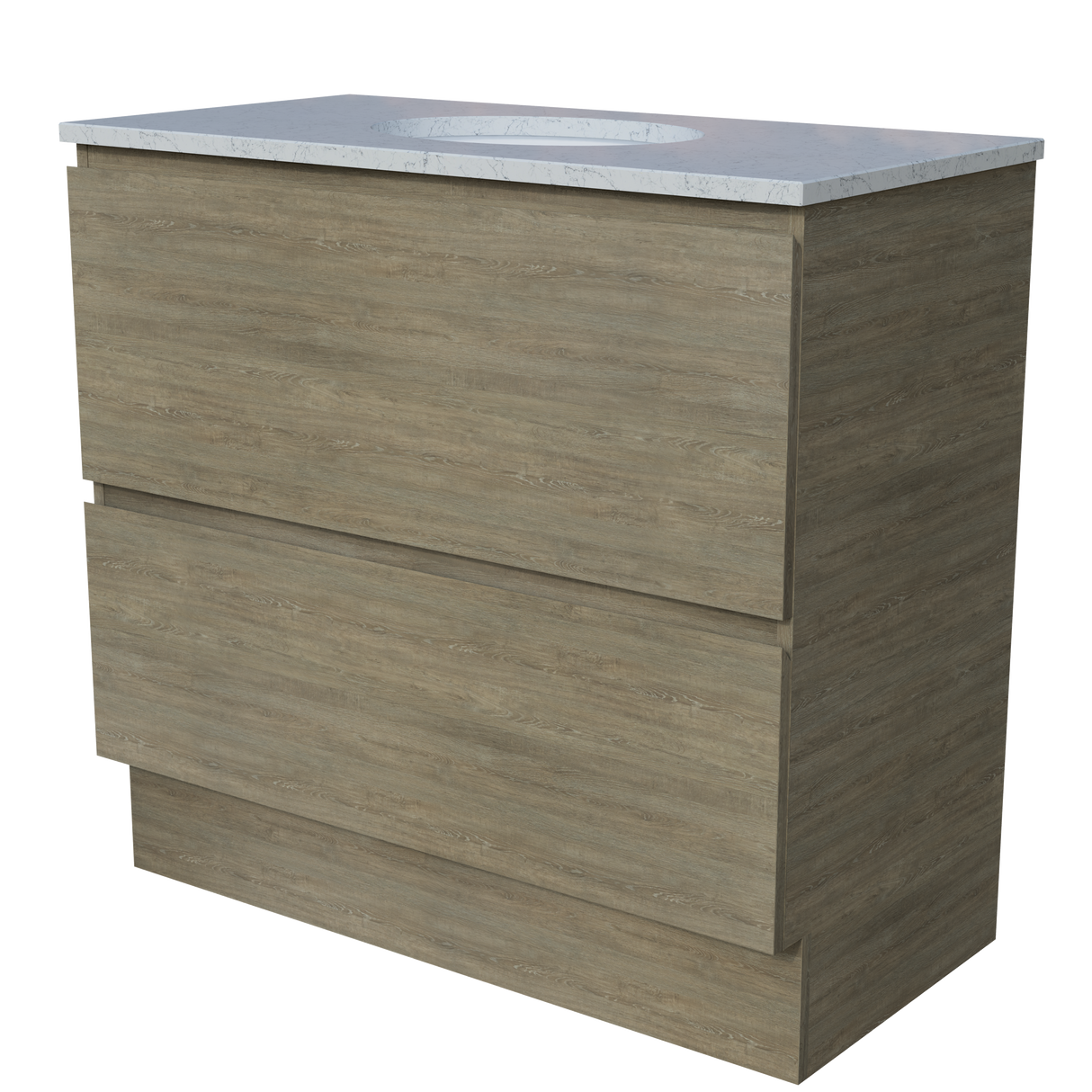 Nevada Plus Vanity 900mm Centre White Gloss Under Counter Basin SilkSurface Top Floor standing (NEVP-V-900-C-SSU-F)