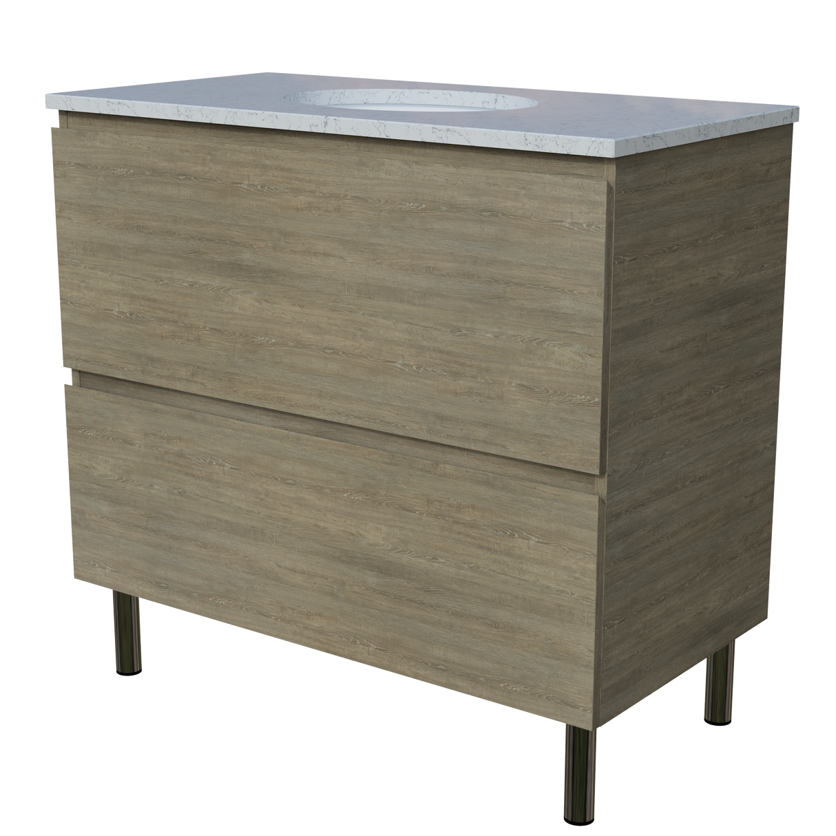 Nevada Plus Vanity 900mm Centre White Gloss Under Counter Basin SilkSurface Top On Legs (NEVP-V-900-C-SSU-L)