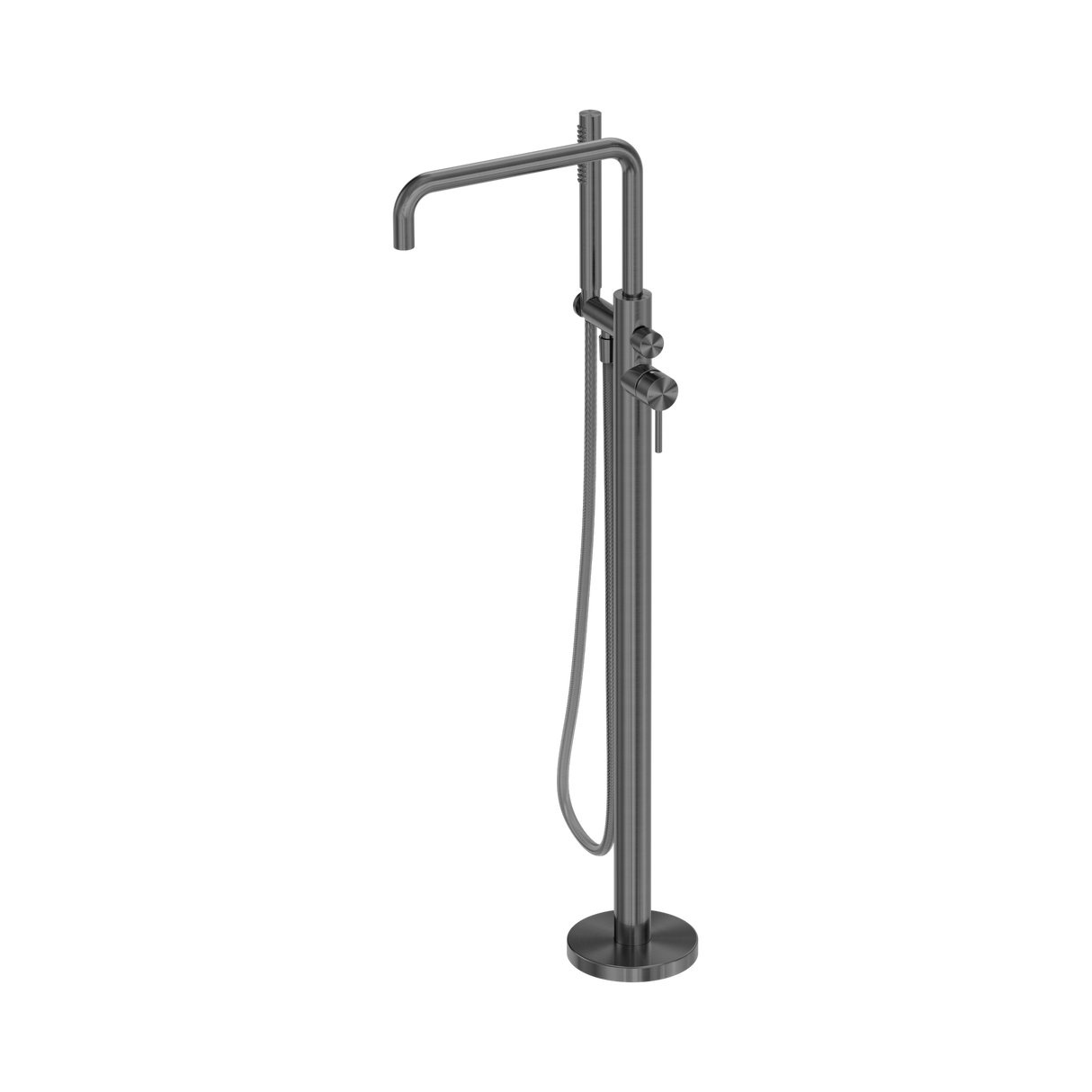 An image of Nero Tapware Zen SS316L Freestanding Bath Mixer With Outdoor Shower Hose Graphite