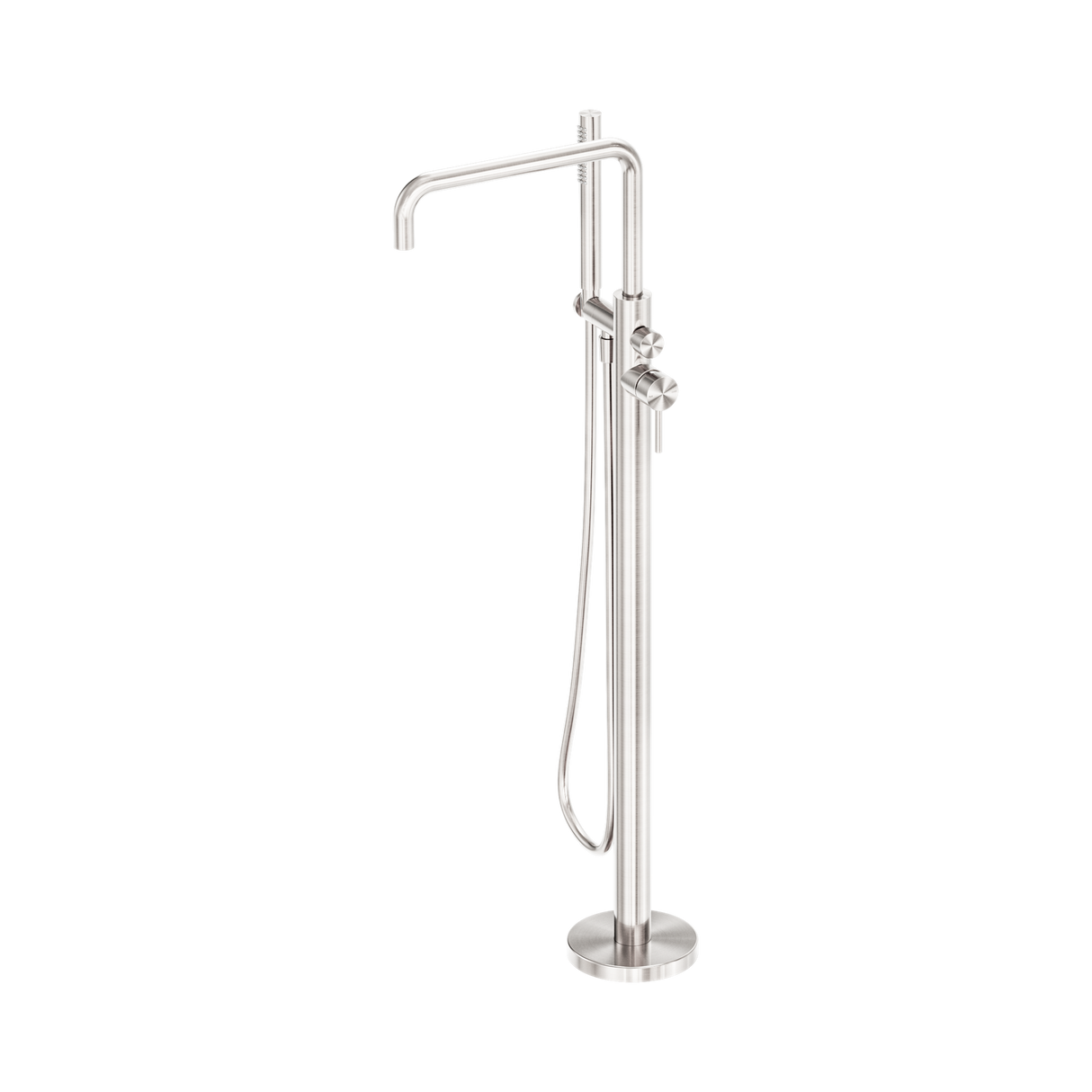 An image of Nero Tapware Zen SS316L Freestanding Bath Mixer Brushed Nickel