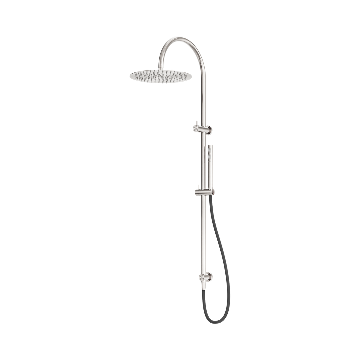 An image of Nero Tapware Zen SS316L Twin Shower With Outdoor Shower Hose Brushed Nickel