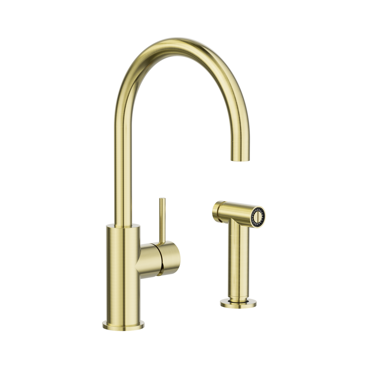 An image of Nero Tapware Zen SS316L Kitchen Mixer With Hand Spray Brushed Gold