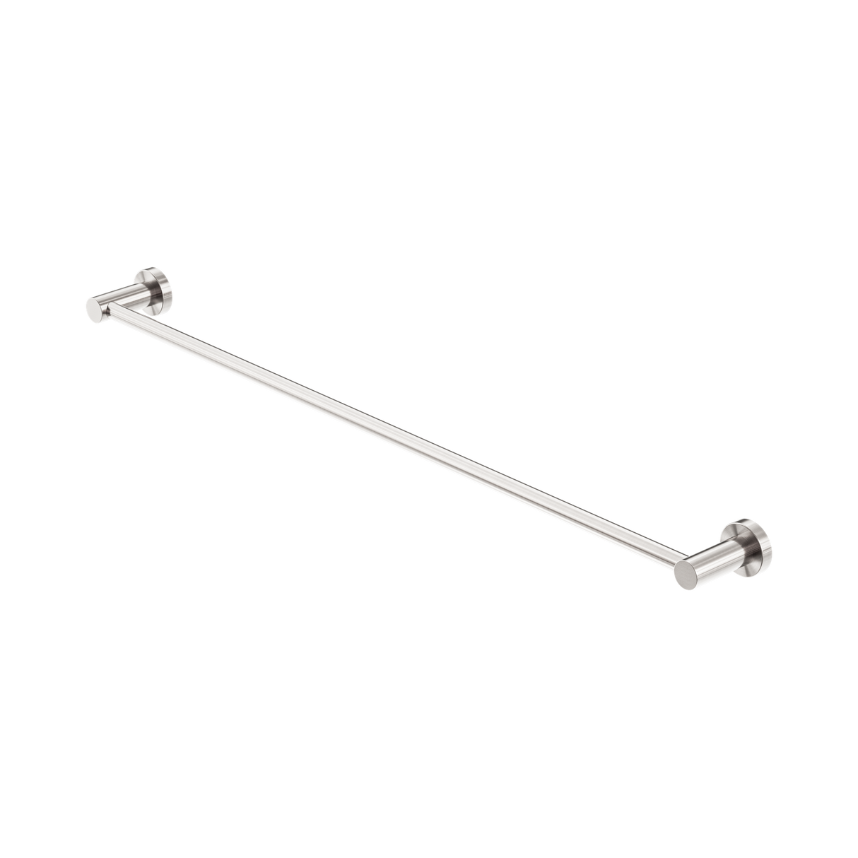 An image of Nero Tapware Mecca Single Towel Rail 800mm Brushed Nickel