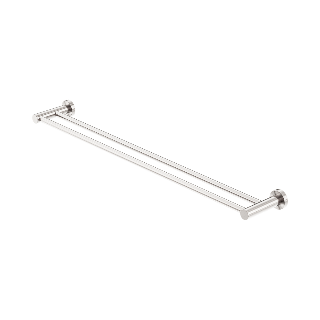 An image of Nero Tapware Mecca Double Towel Rail 800mm Brushed Nickel