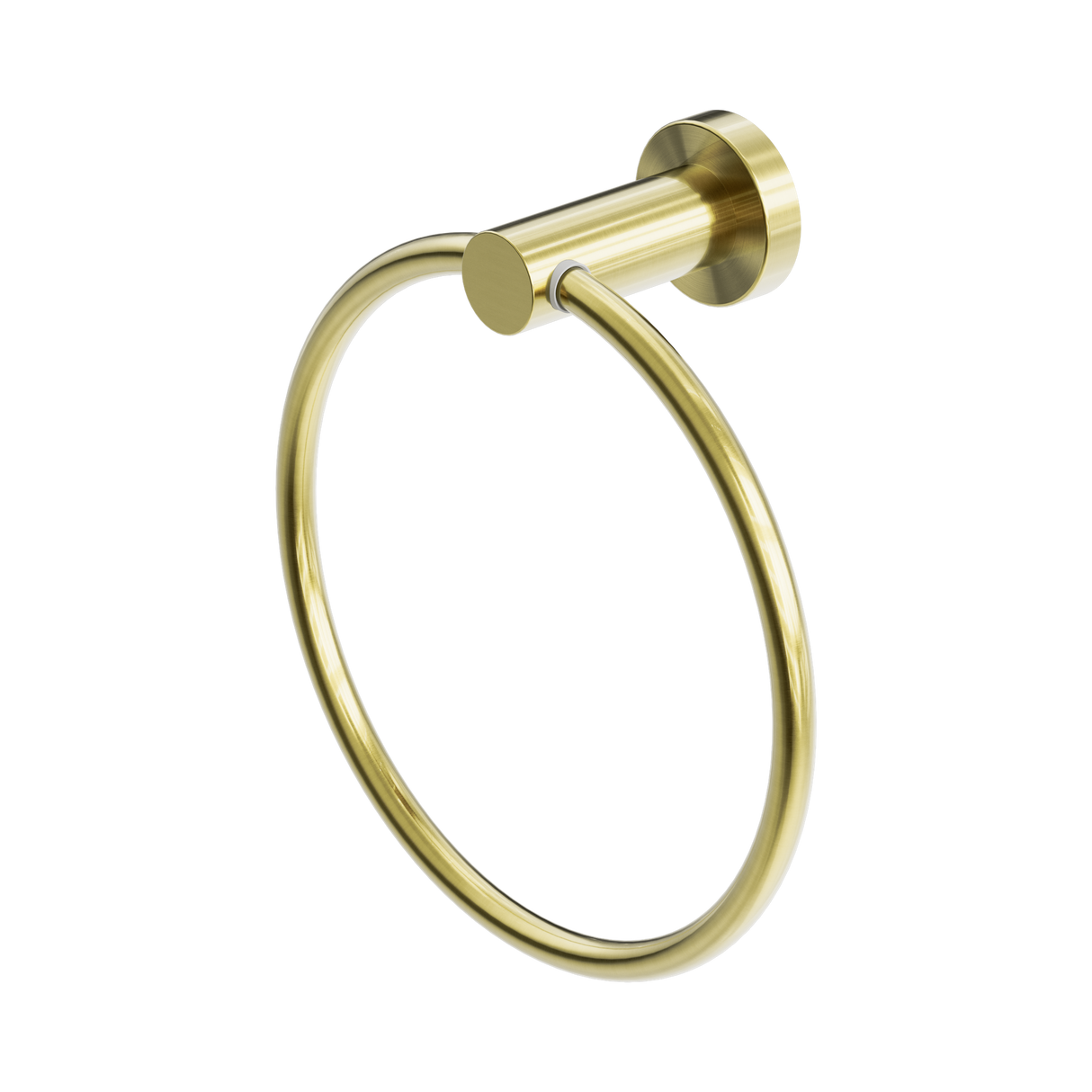 An image of Nero Tapware Mecca Hand Towel Ring Brushed Gold