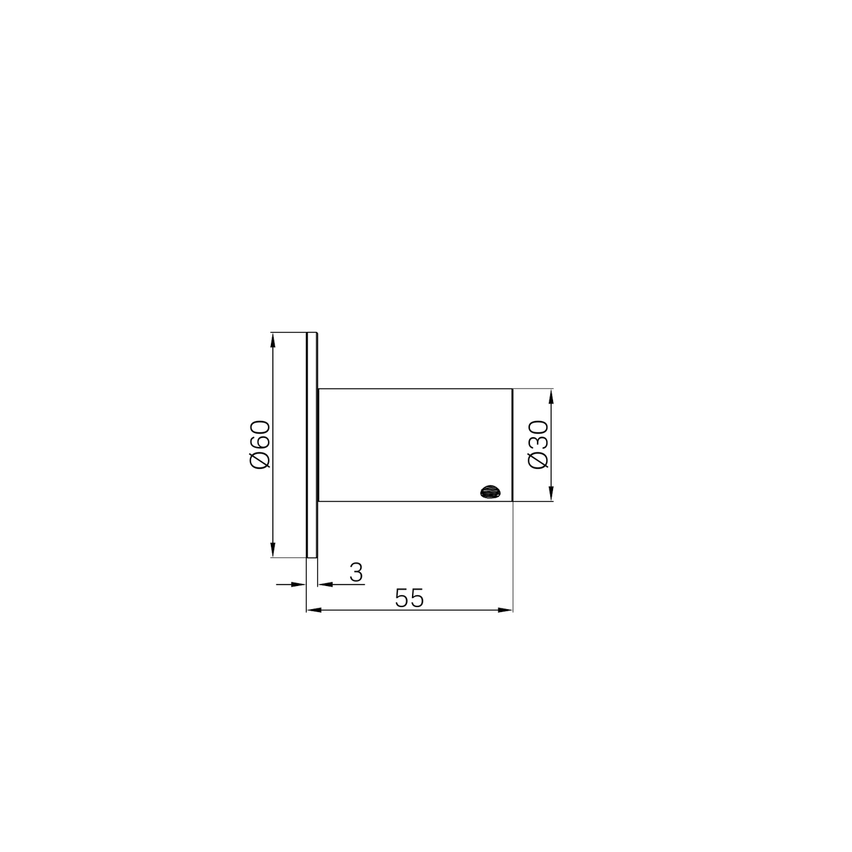 A line drawing of Nero Tapware Mecca Robe Hook II Chrome