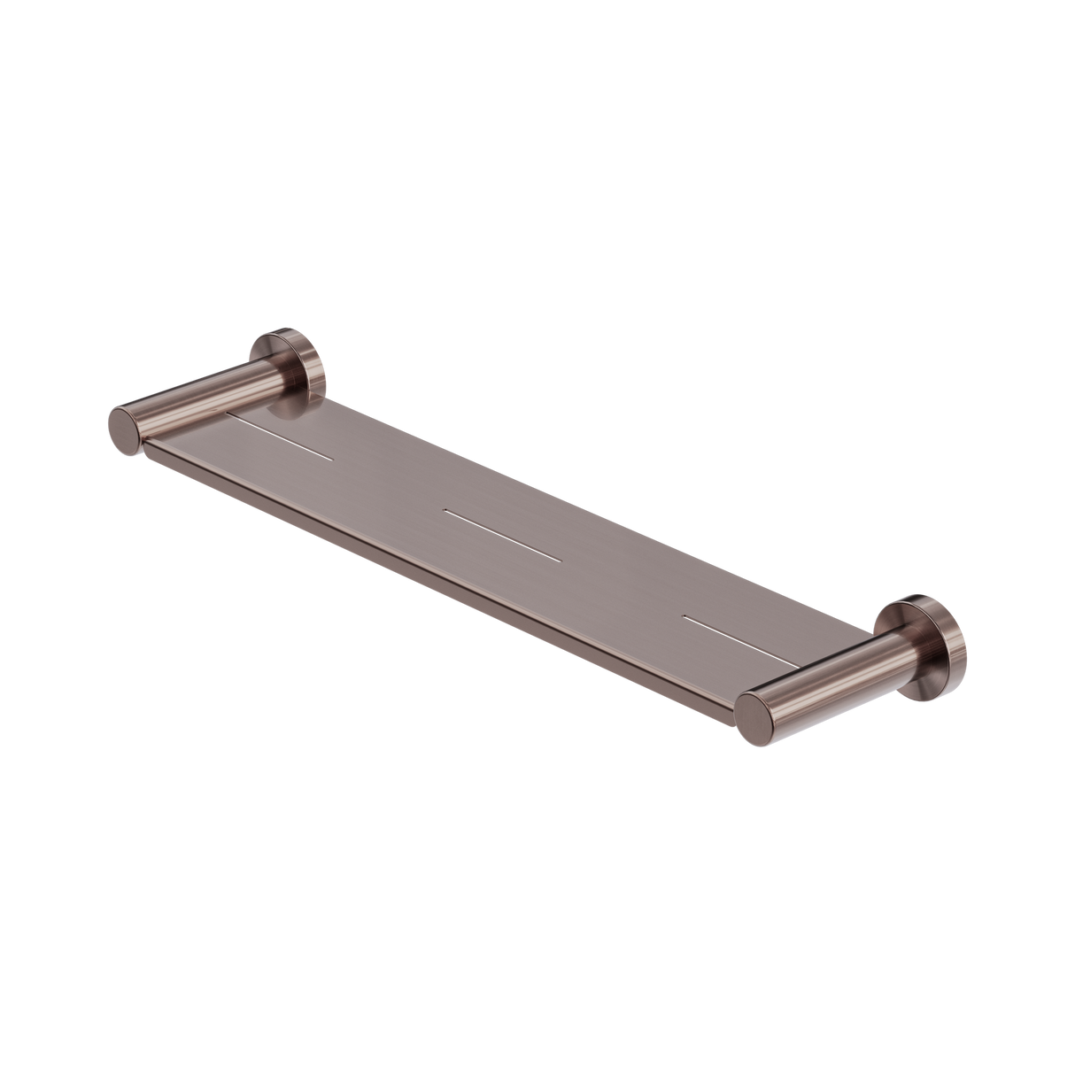 An image of Nero Tapware Mecca Metal Shower Shelf Brushed Bronze