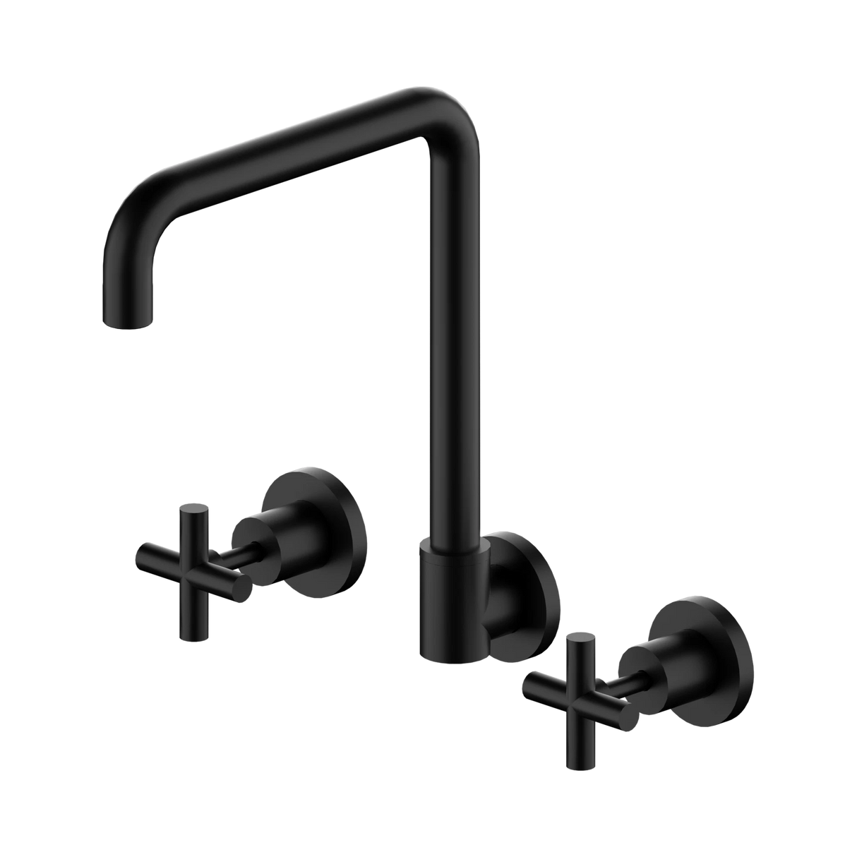 An image of Nero Tapware X Plus Wall Kitchen Set Swivel Spout Matte Black