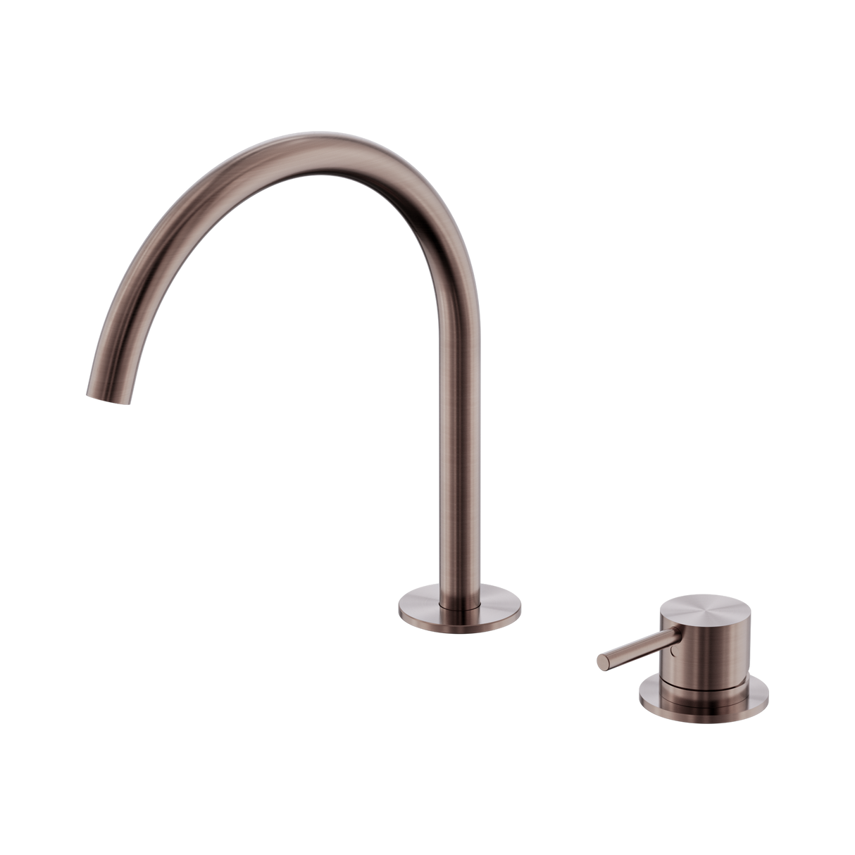 An image of Nero Tapware Mecca Hob Bath/Kitchen Mixer Set Arc Spout Brushed Bronze