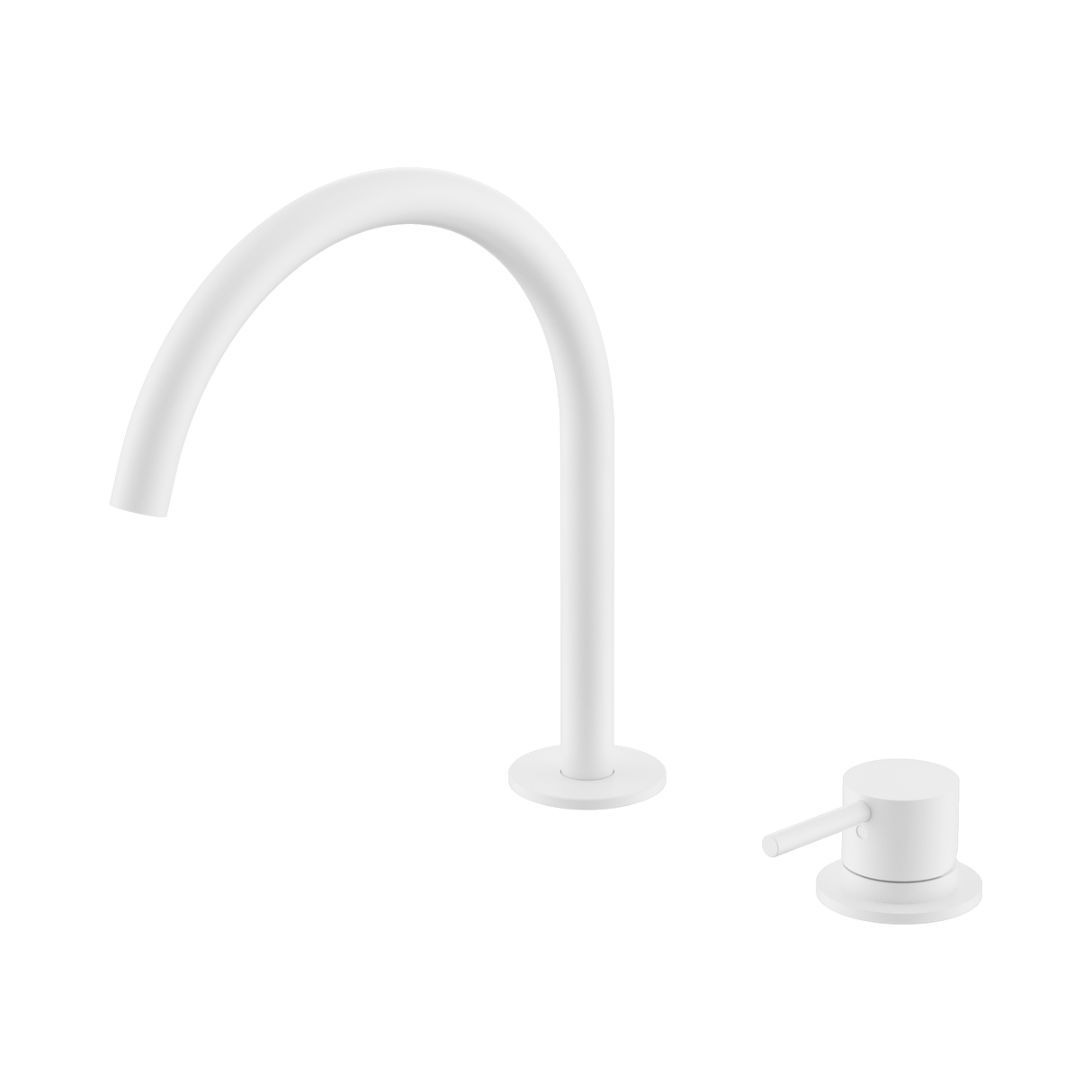 An image of Nero Tapware Mecca Hob Bath/Kitchen Mixer Set Arc Spout Matte White