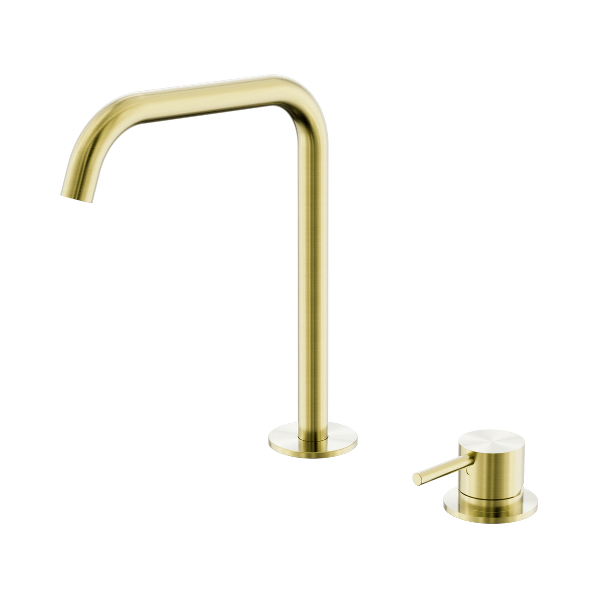 An image of Nero Tapware Mecca Hob Bath/Kitchen Mixer Set Edge Spout Brushed Gold