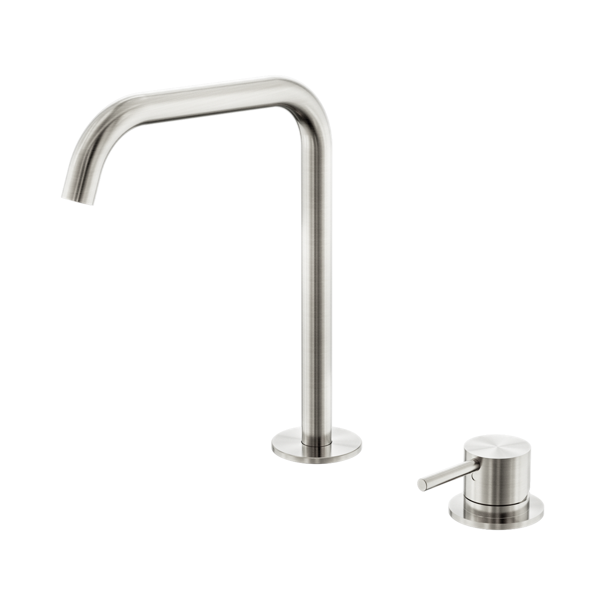 An image of Nero Tapware Mecca Hob Bath/Kitchen Mixer Set Edge Spout Brushed Nickel
