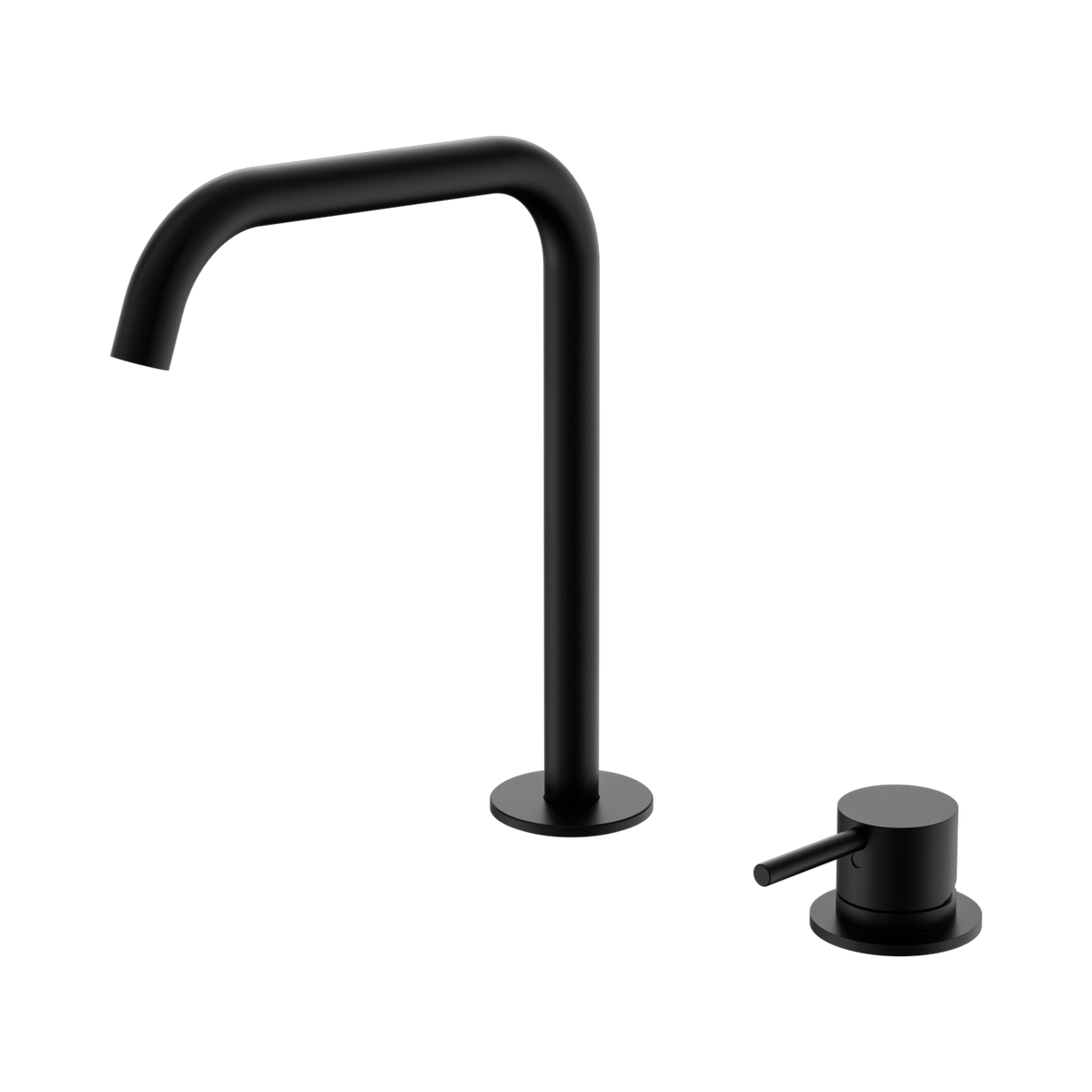 An image of Nero Tapware Mecca Hob Bath/Kitchen Mixer Set Edge Spout Matte Black