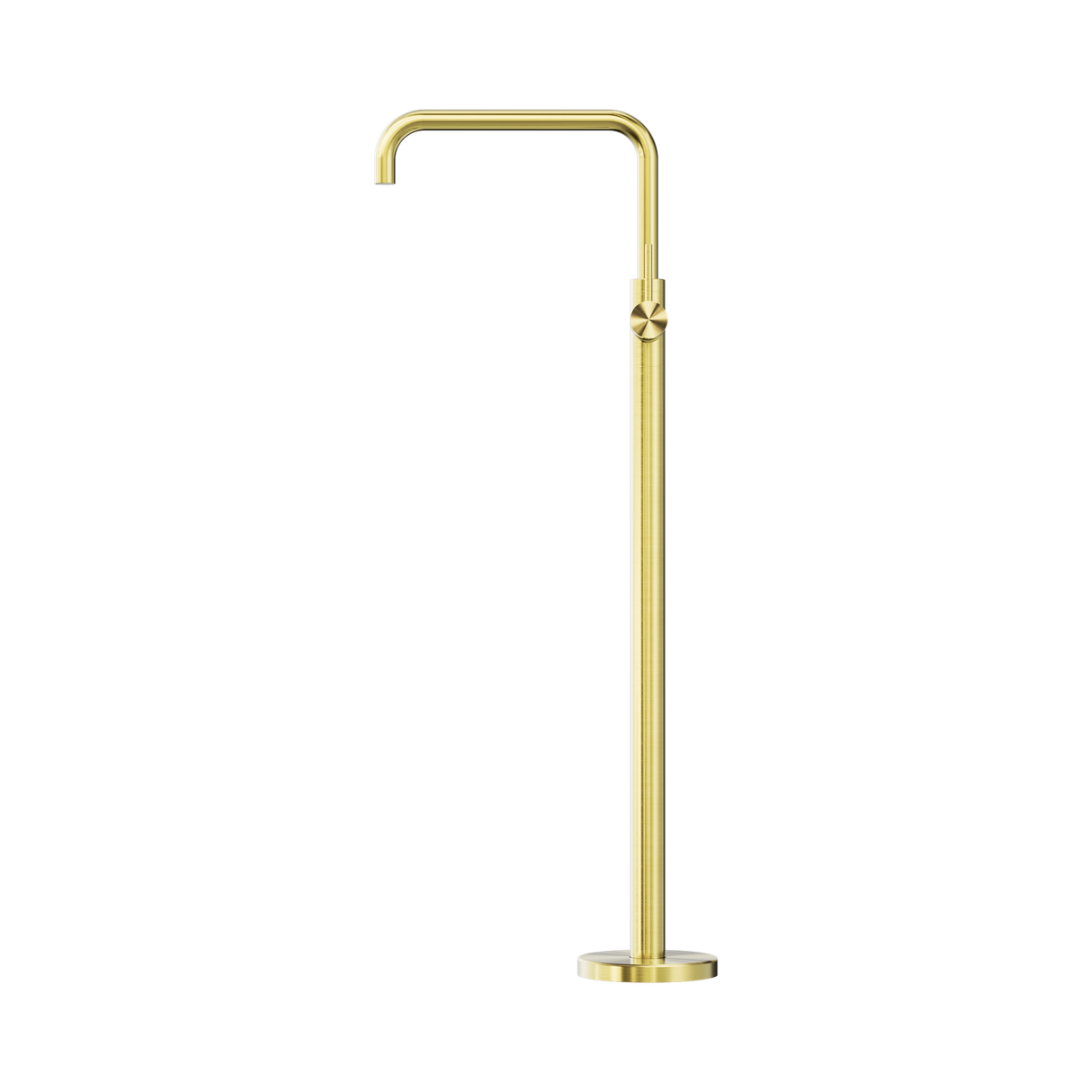 An image of Nero Tapware Mecca Freestanding Bath Mixer Square Shape Brushed Gold