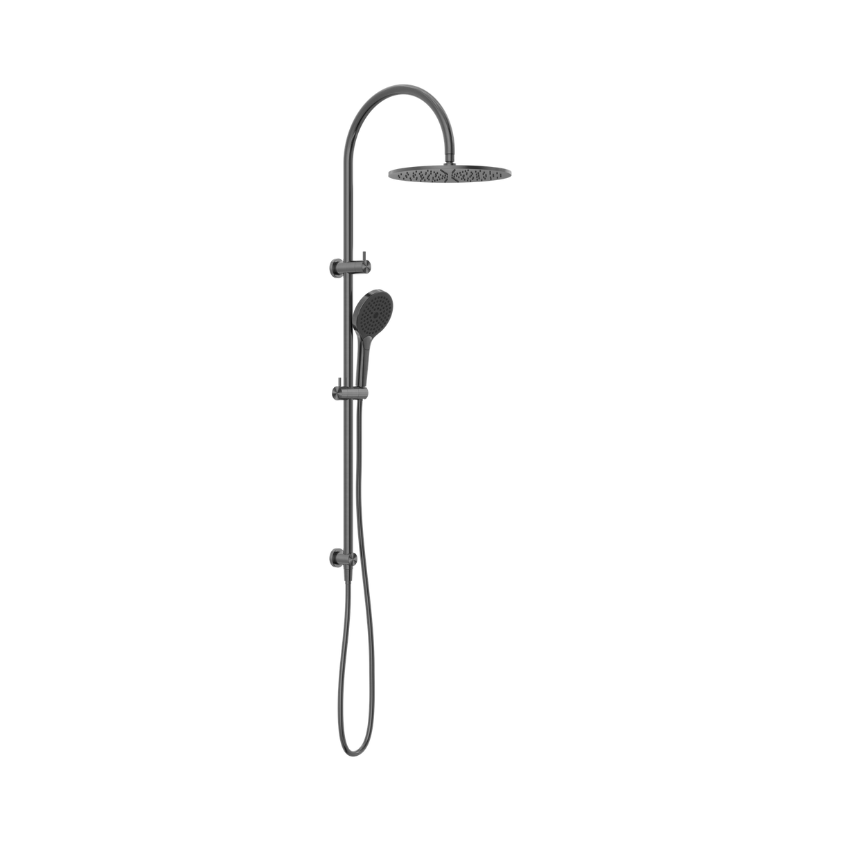 An image of Nero Tapware Mecca Twin Shower With Air Shower II Gun Metal
