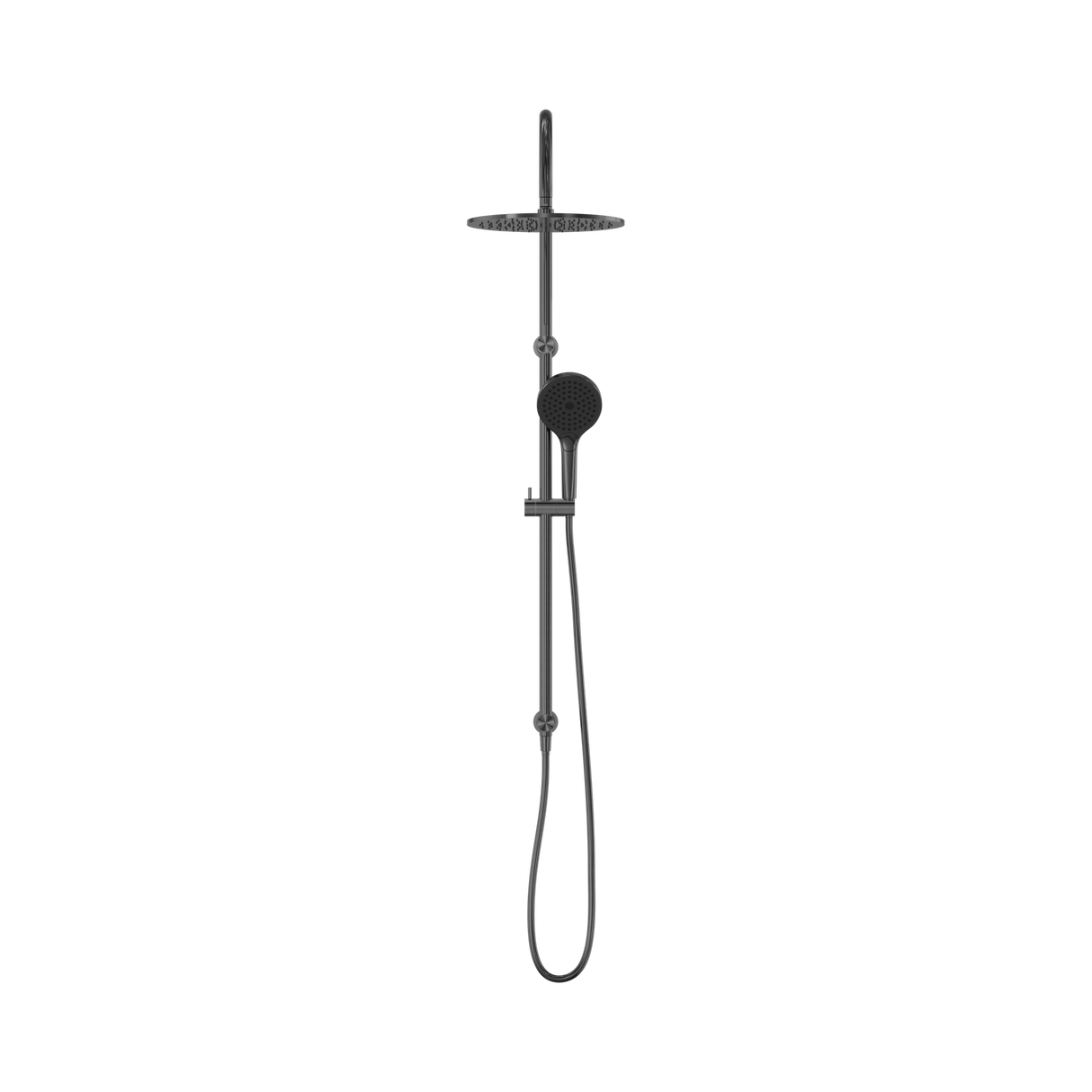 An image of Nero Tapware Mecca Twin Shower With Air Shower II Gun Metal