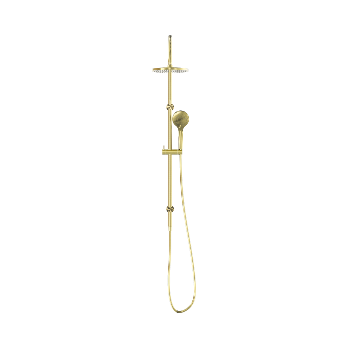 An image of Nero Tapware Mecca Twin Shower With Air Shower Brushed Gold