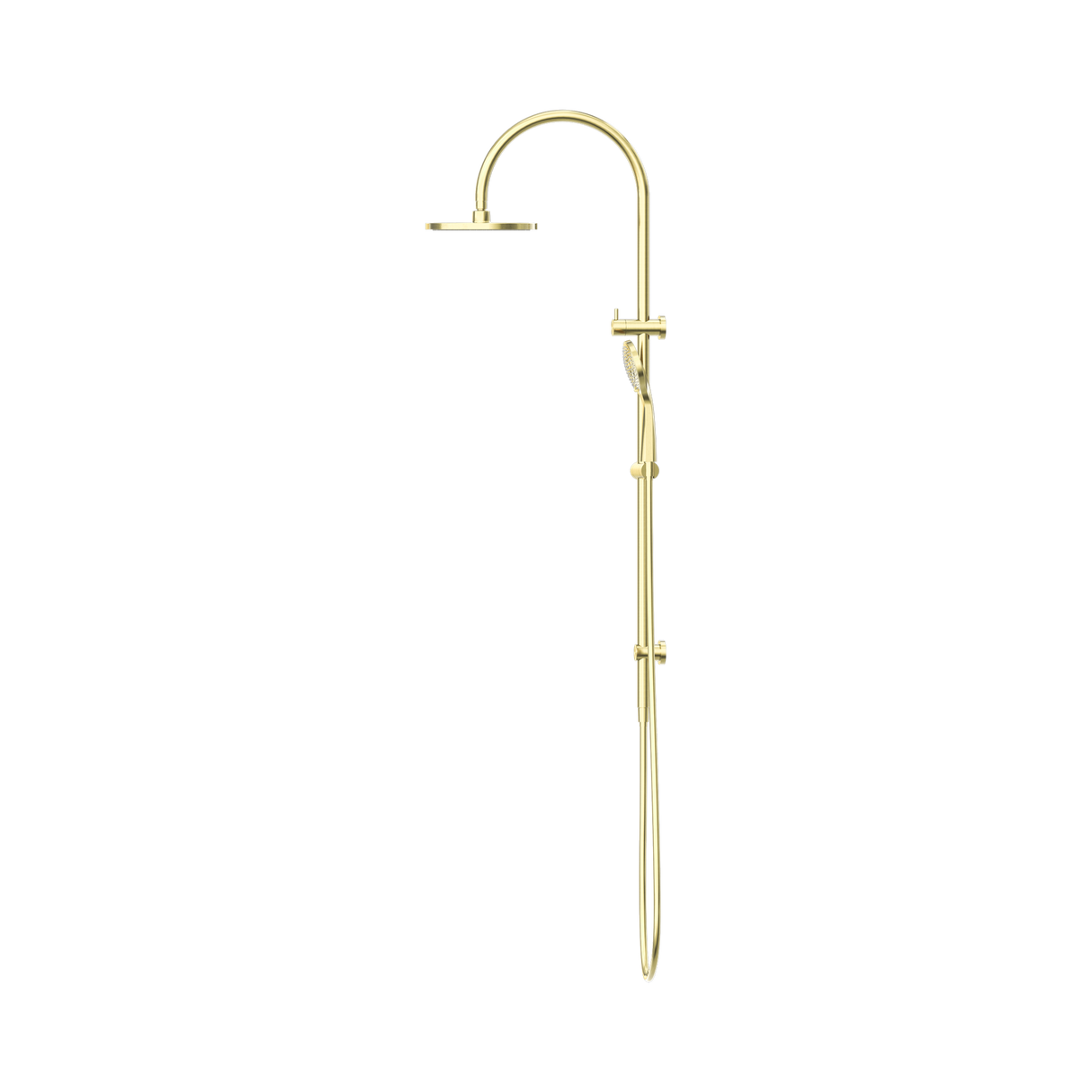 An image of Nero Tapware Mecca Twin Shower With Air Shower Brushed Gold