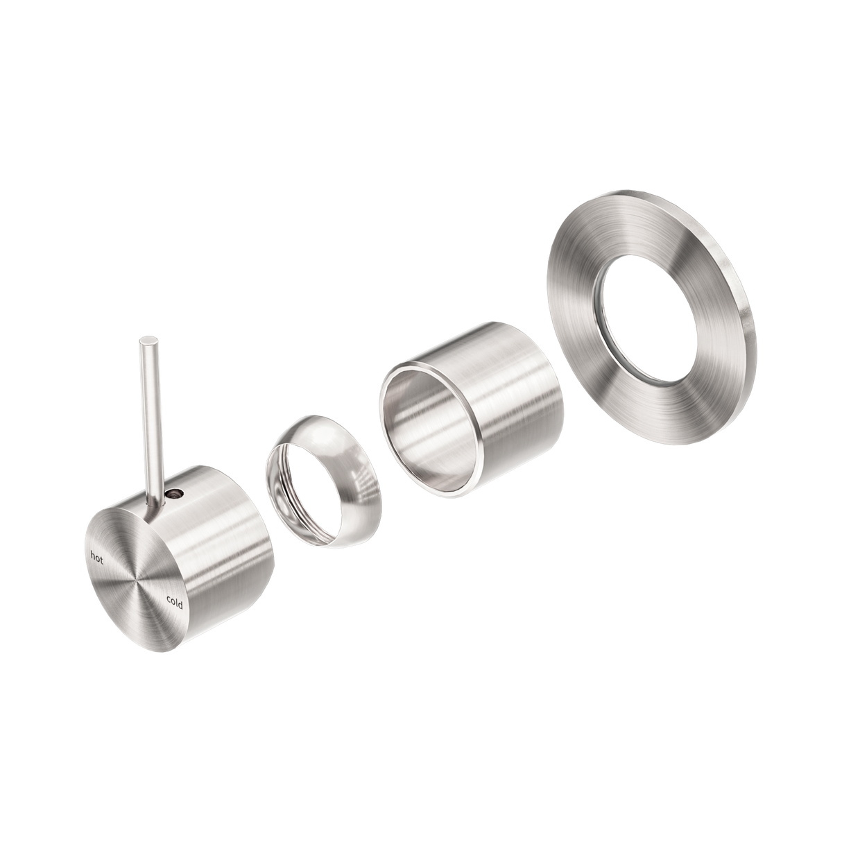 An image of Nero Tapware Mecca Shower Mixer Handle Up 80mm Plate Trim Kits Only Brushed Nickel
