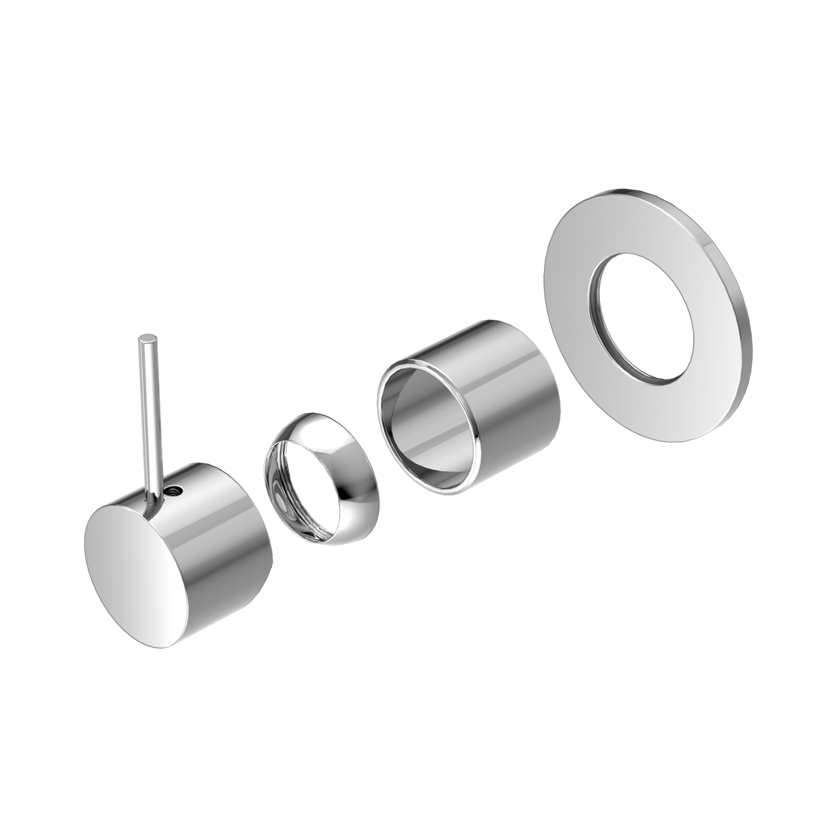 An image of Nero Tapware Mecca Shower Mixer Handle Up 80mm Plate Trim Kits Only Chrome