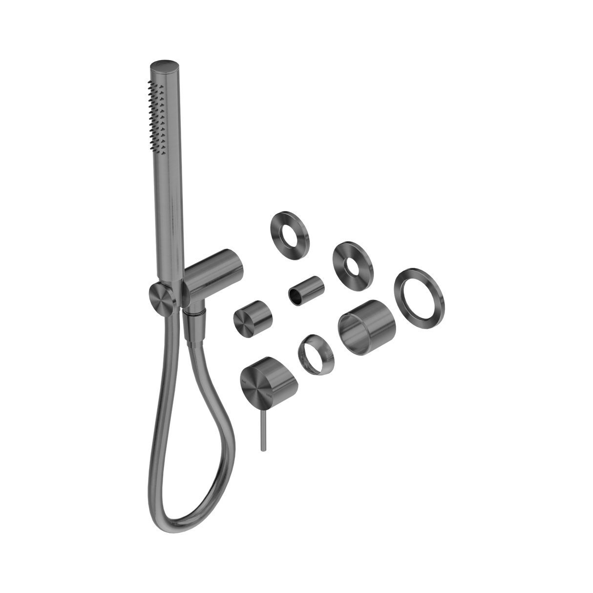 An image of Nero Tapware Mecca Shower Mixer Diverter System Separate Back Plate Trim Kits Only Gun Metal