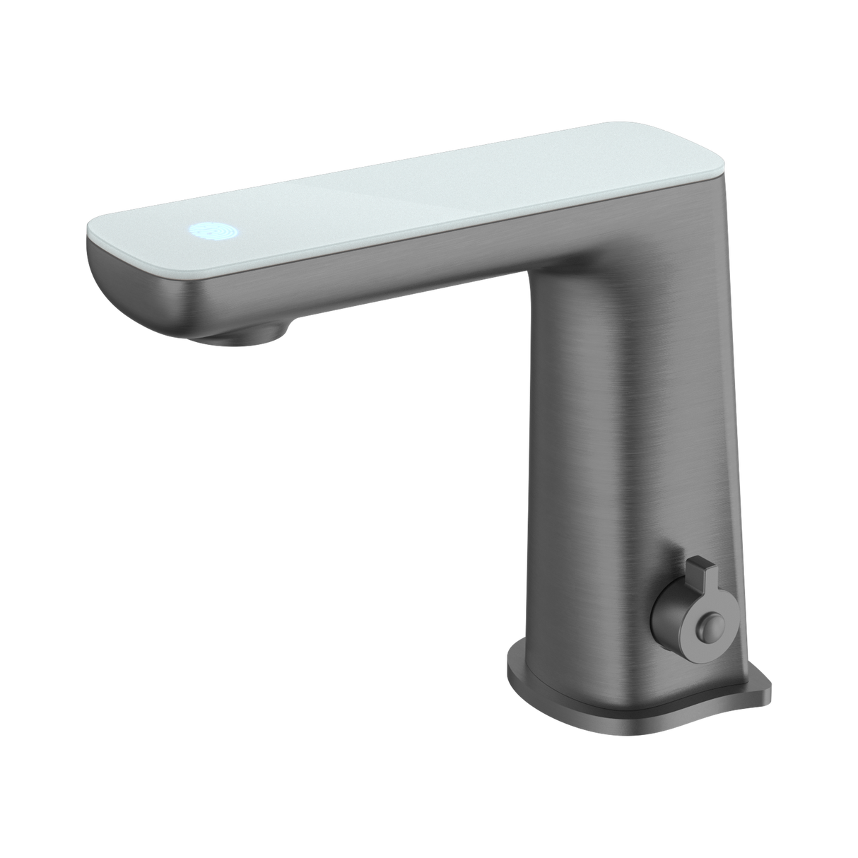 An image of Nero Tapware Claudia Sensor Mixer With White Top Display Gun Metal